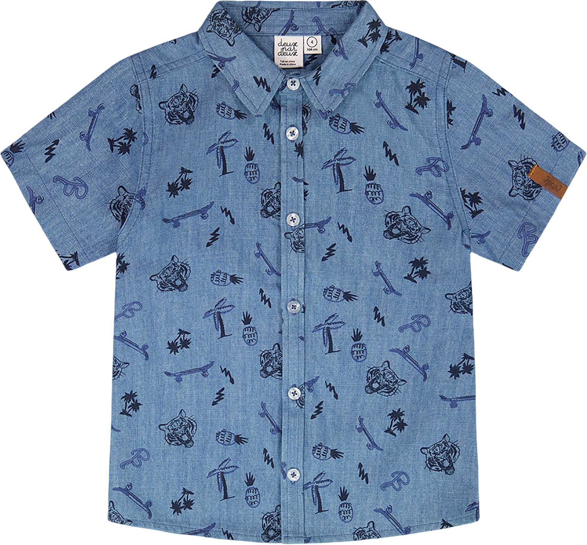 Blue Chambray Printed Skate Boards