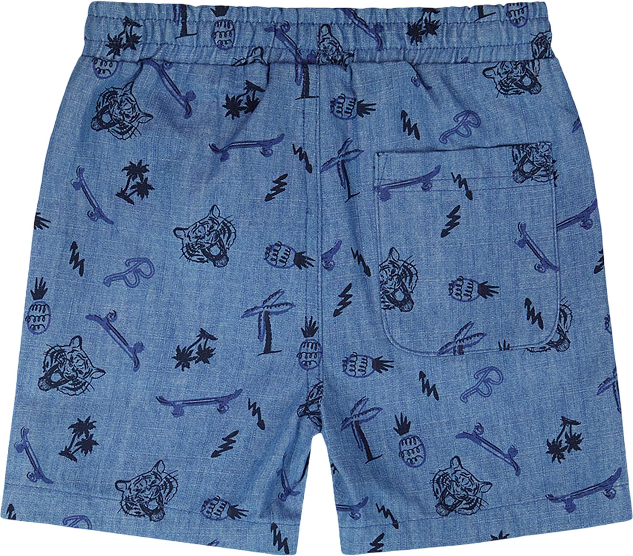 Product gallery image number 2 for product Printed Chambray Shorts with Stripes - Little Boy