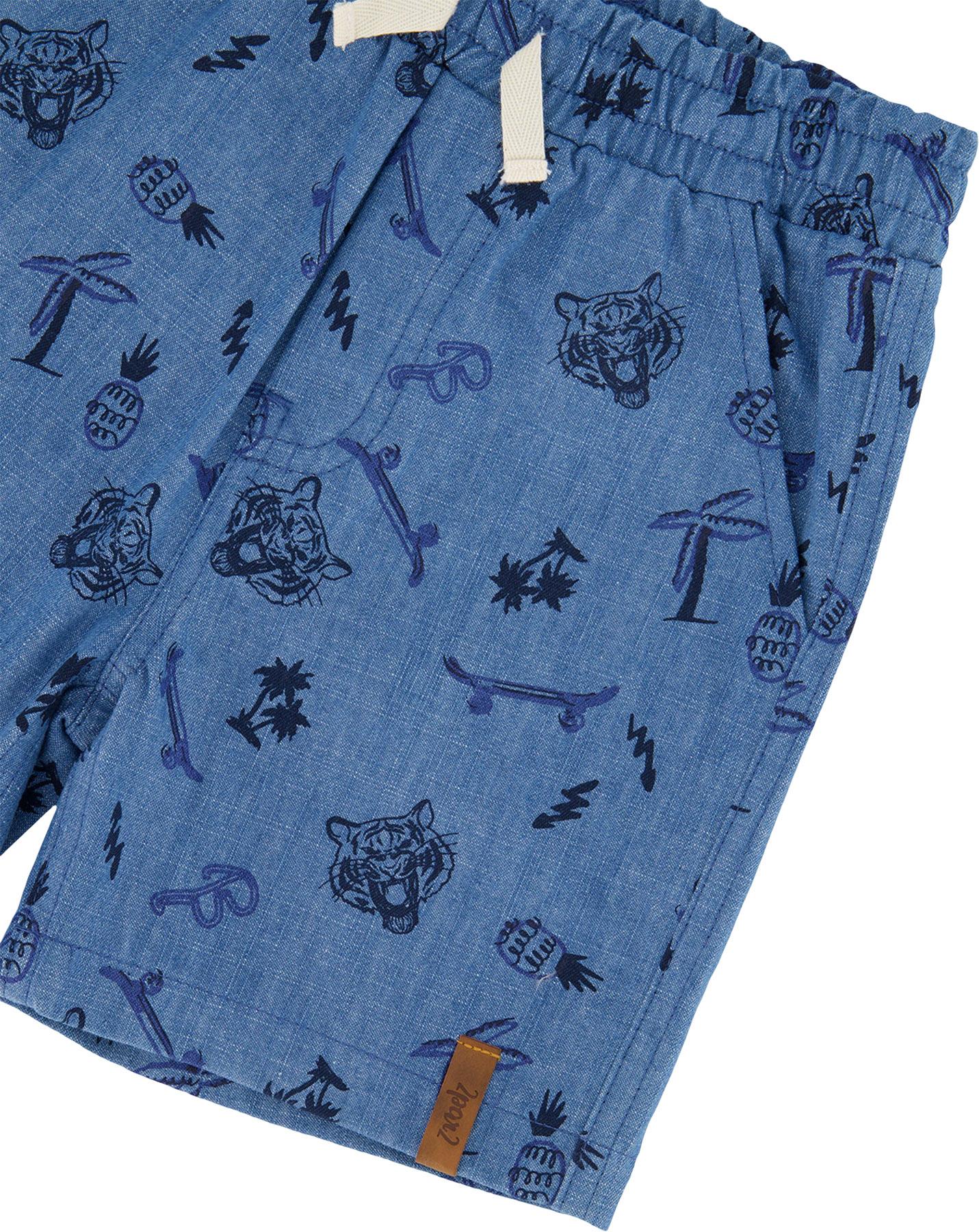 Product gallery image number 3 for product Printed Chambray Shorts with Stripes - Little Boy