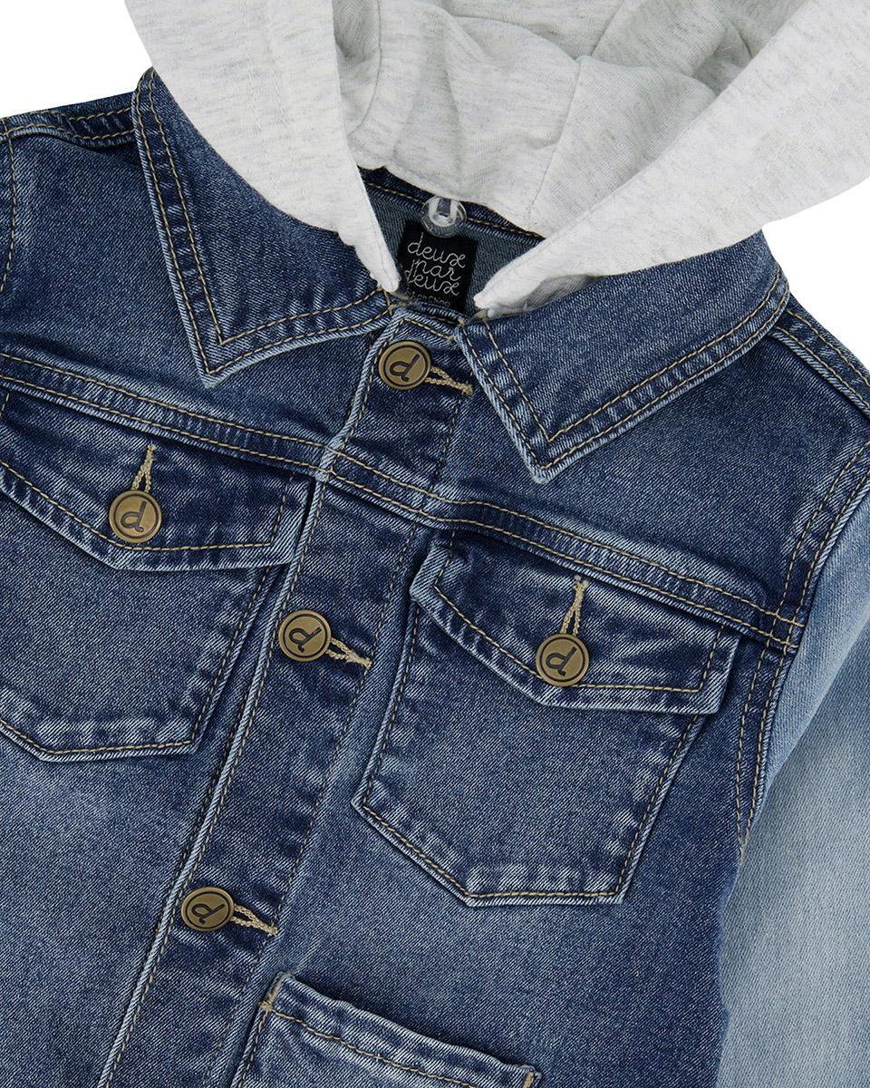 Product gallery image number 3 for product Denim Jacket with Removable French Terry Hood - Little Boy