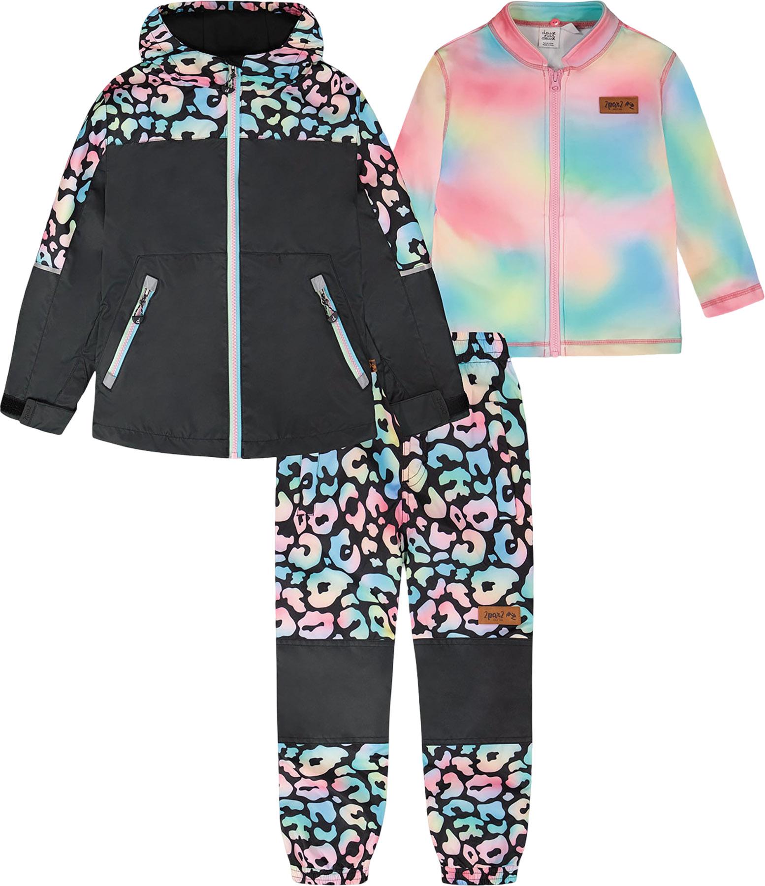 Product image for Printed 3-in-1 Two-Piece Mid-Season Outerwear Set with Inner Jacket - Little Girl