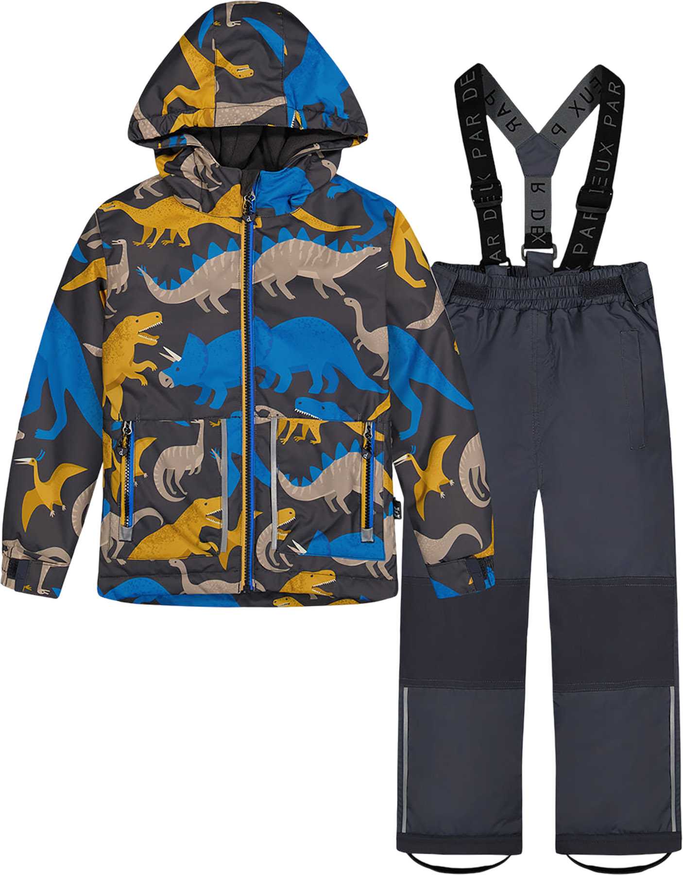 Grey - Blue Dinosaur Print