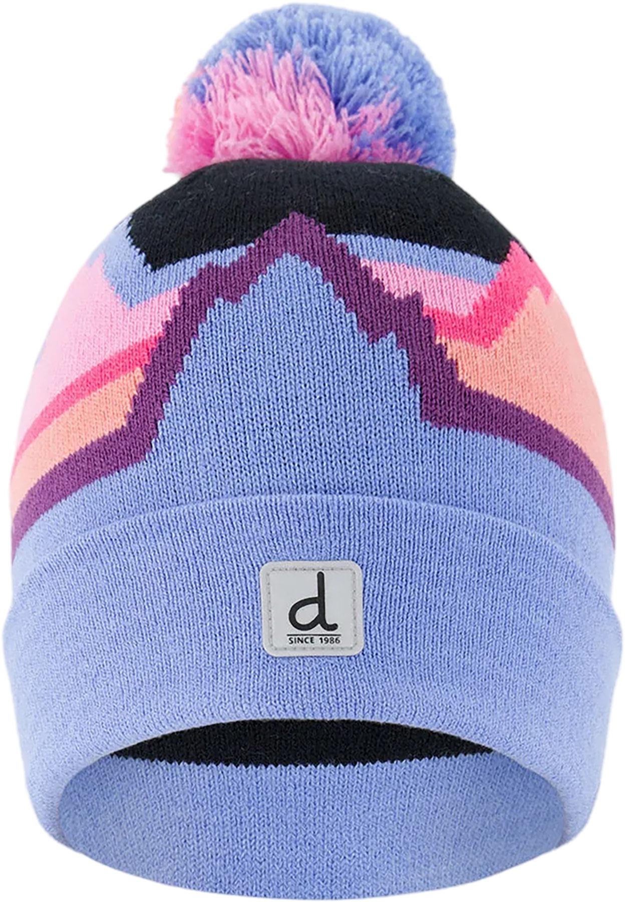 Product image for Winter Knit Hat With Pompom Black Printed Mountains