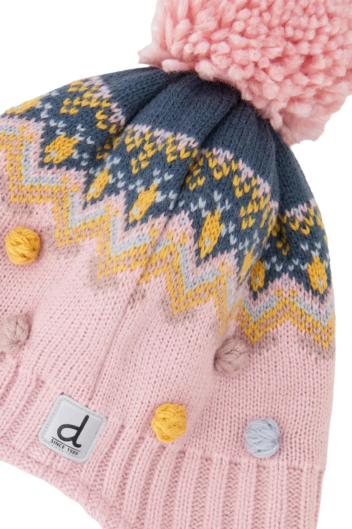 Product gallery image number 3 for product Winter Peruvian Knit Hat With Pompom Pink And Blue Jacquard