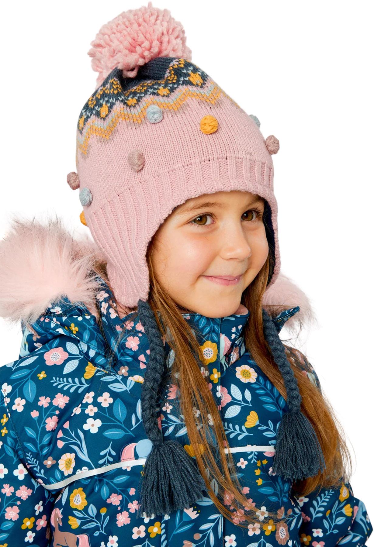 Product gallery image number 4 for product Winter Peruvian Knit Hat With Pompom Pink And Blue Jacquard