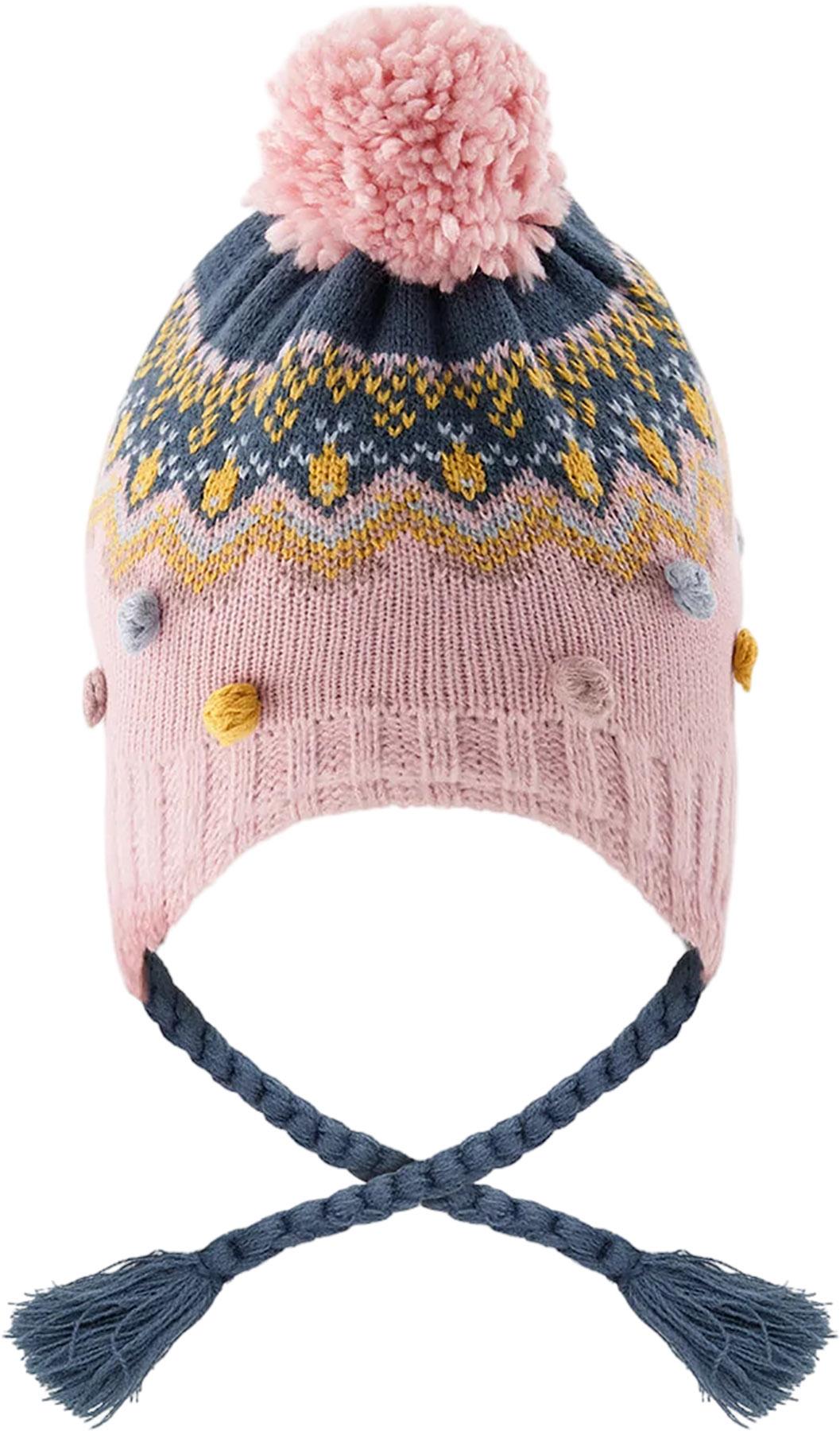 Product image for Winter Peruvian Knit Hat With Pompom Pink And Blue Jacquard