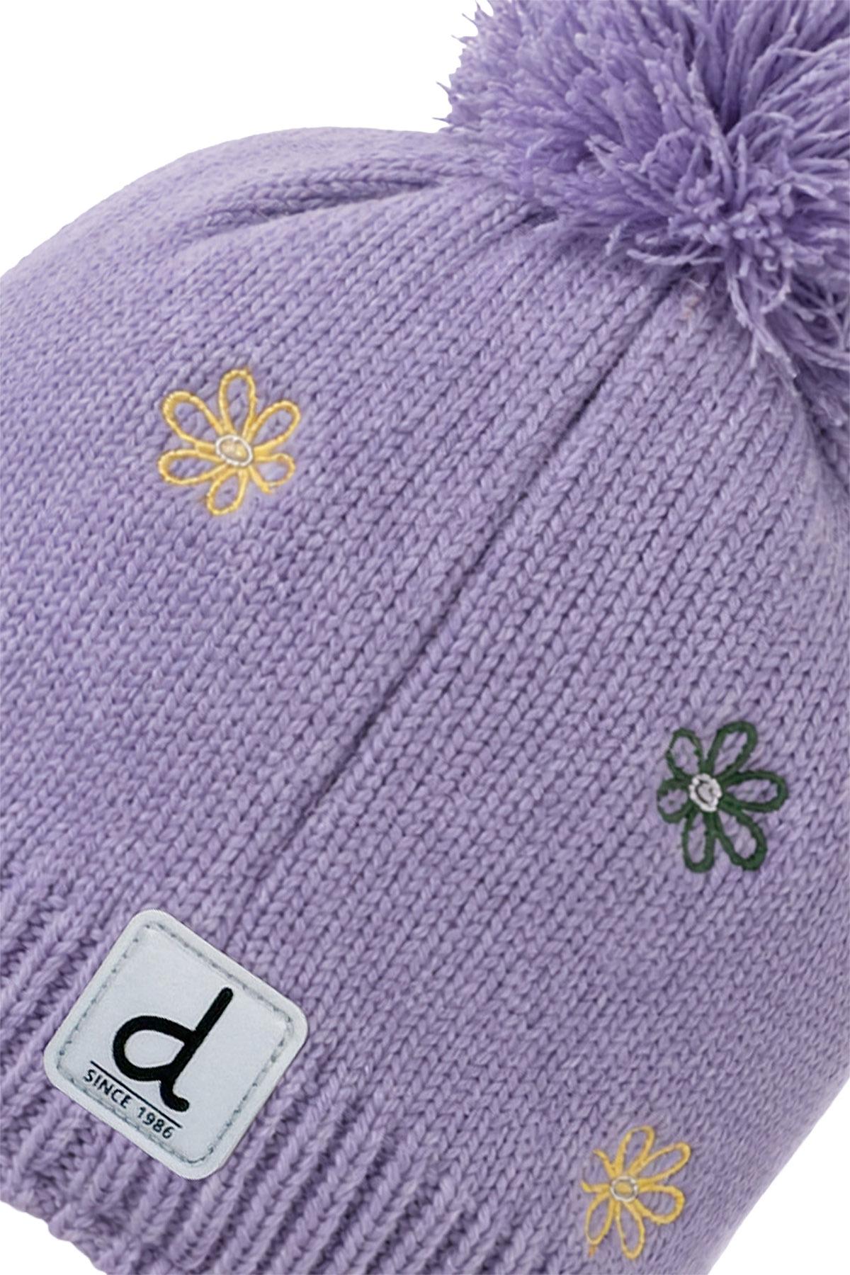 Product gallery image number 2 for product Winter Peruvian Knit Hat Violet With Pompom - Girls