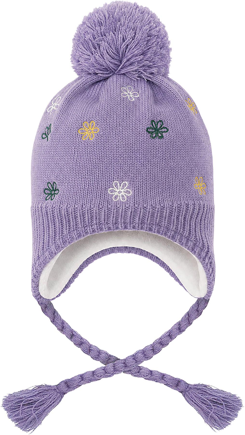 Product image for Winter Peruvian Knit Hat Violet With Pompom - Girls