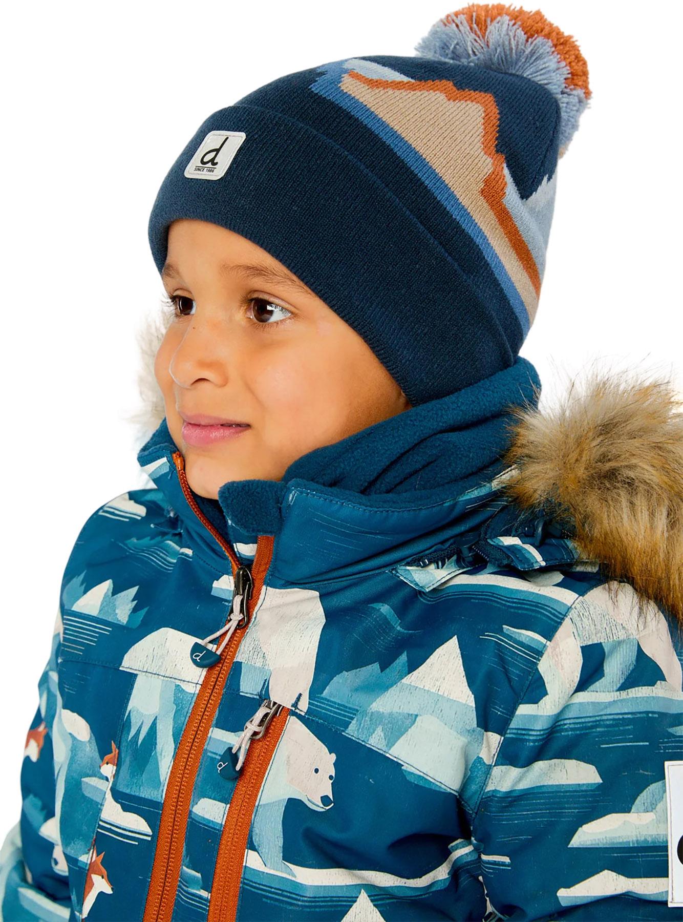 Numéro de l'image de la galerie de produits 5 pour le produit Bonnet d'hiver en tricot avec pompom bleu jacquard de montagnes