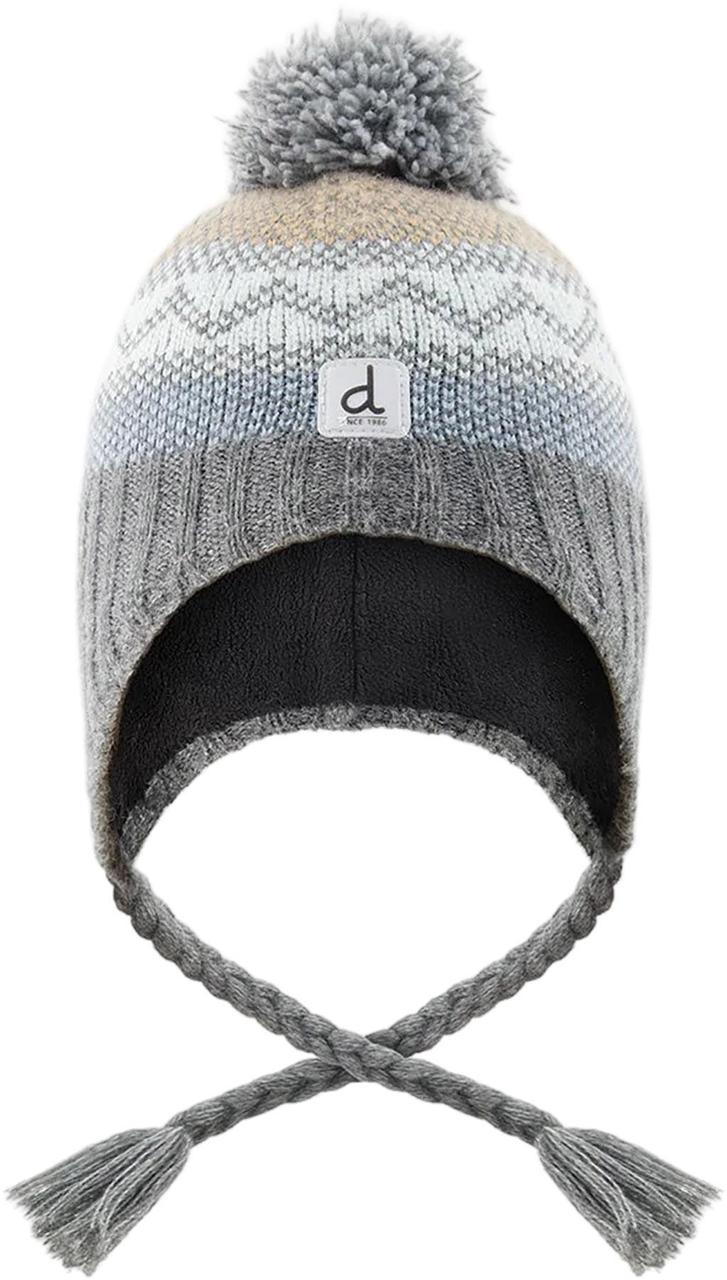 Numéro de l'image de la galerie de produits 2 pour le produit Bonnet d'hiver péruvien en tricot avec pompom gris et bleu Fair Isle