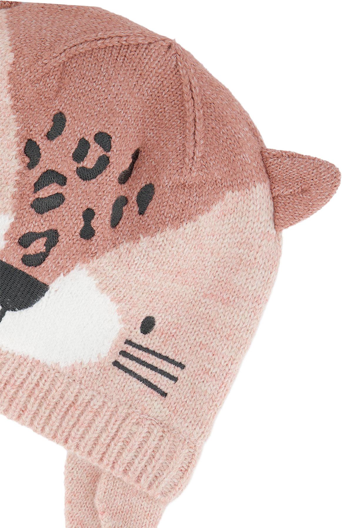 Numéro de l'image de la galerie de produits 2 pour le produit Bonnet d'hiver léopard en tricot avec oreillettes - Bébé Fille