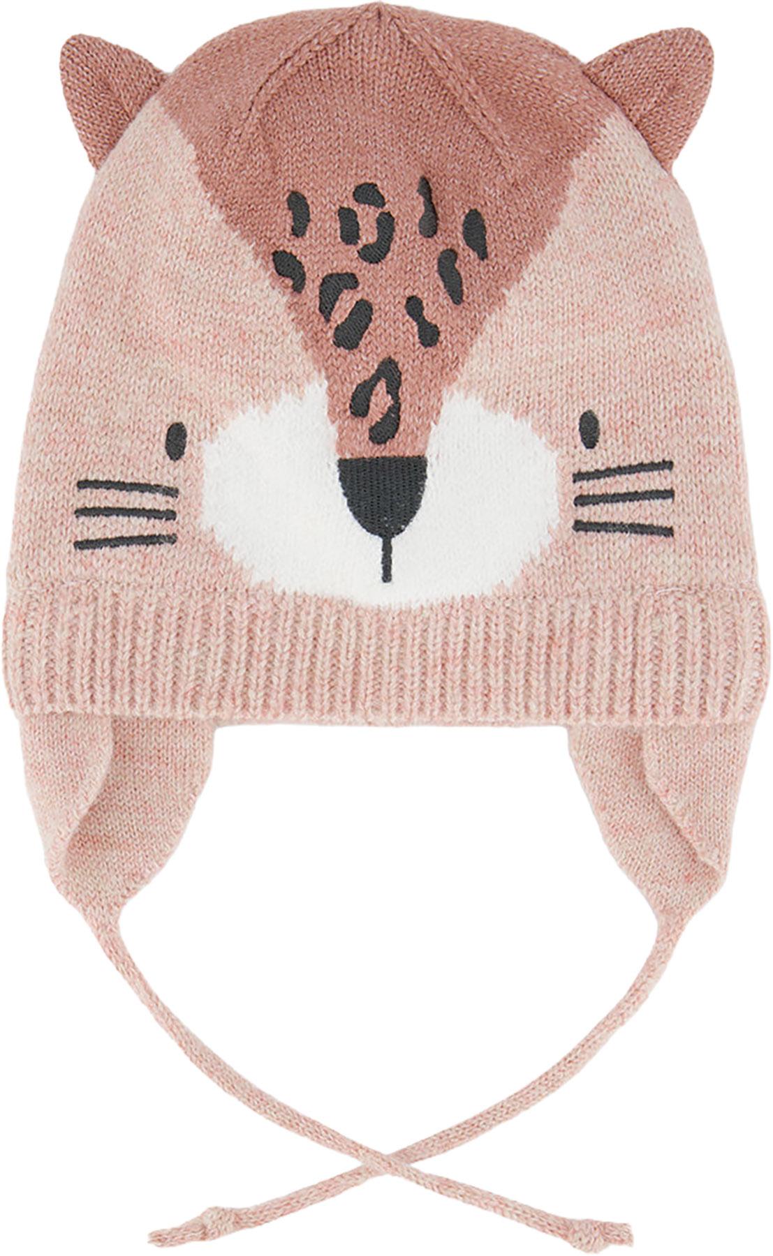 Product image for Leopard Winter Knit Hat With Ear Flaps - Baby Girls