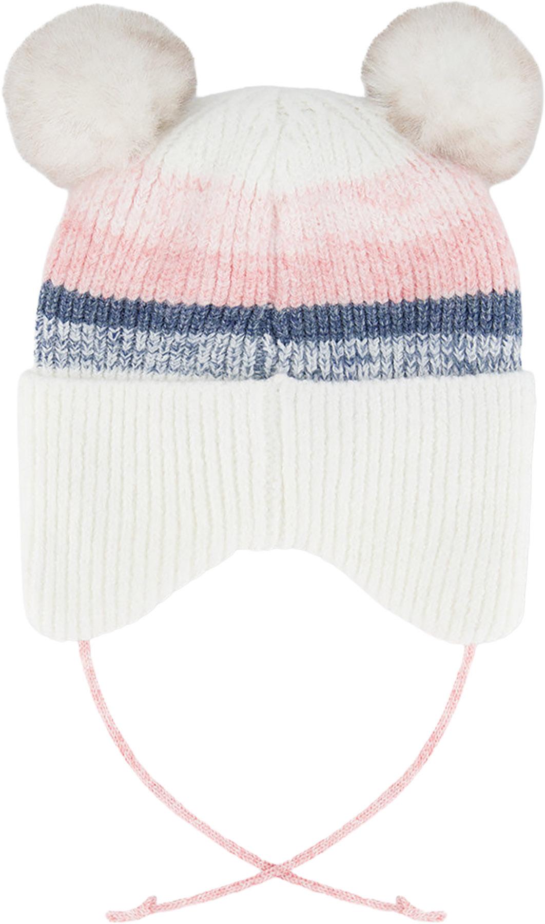 Product gallery image number 2 for product Winter Knit Hat With Ear Flaps And Pompoms - Baby Girls