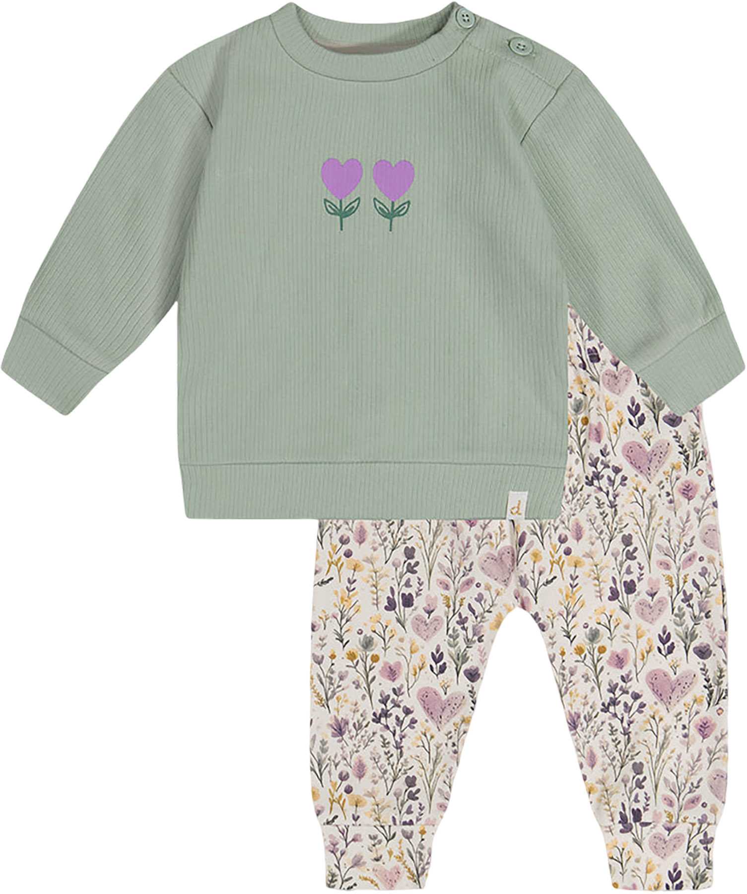 Green - Beige Heart Print