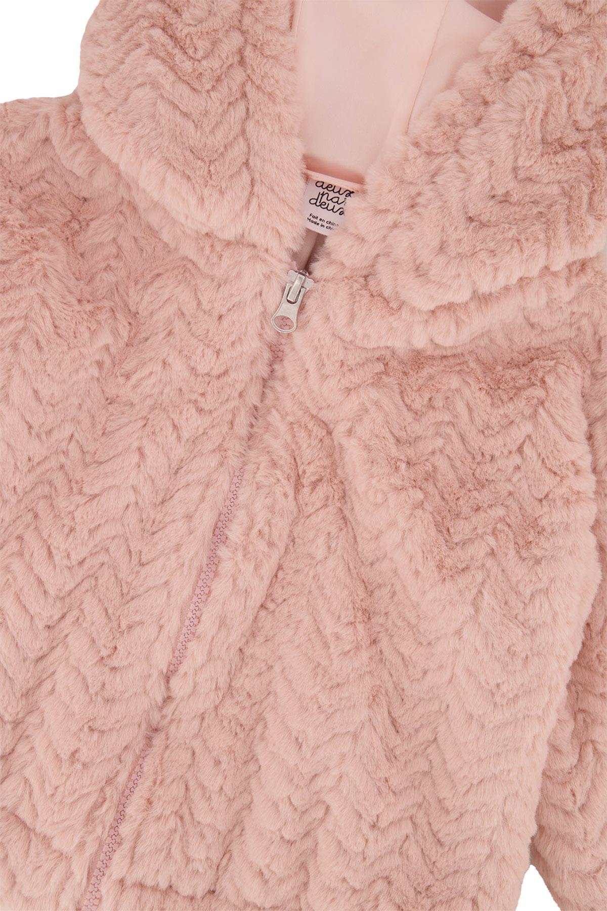 Numéro de l'image de la galerie de produits 2 pour le produit Cardigan zippé à capuchon en fausse fourrure - Grande Fille