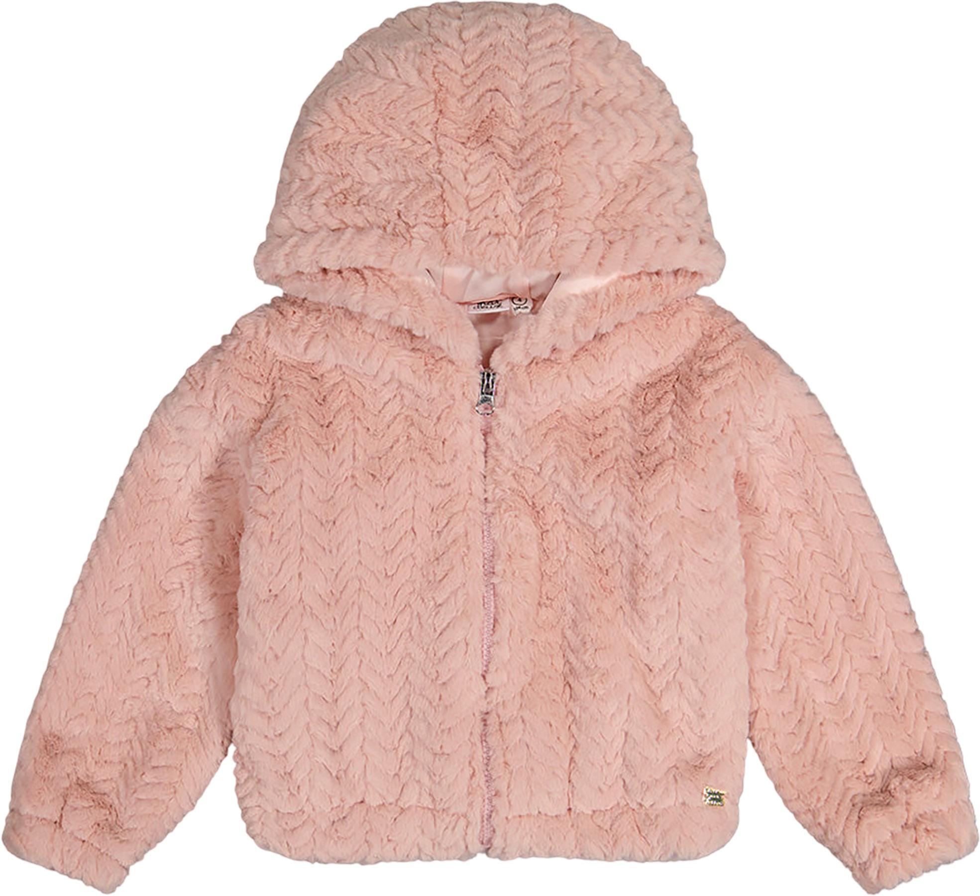 Image de produit pour Cardigan zippé à capuchon en fausse fourrure - Grande Fille