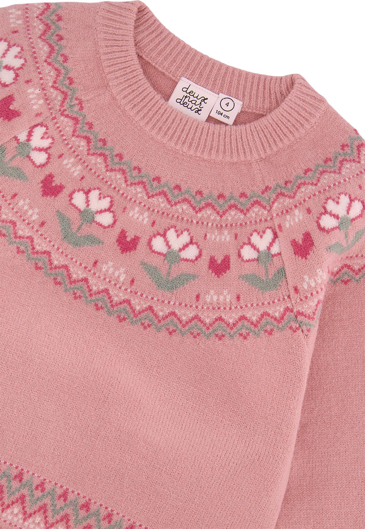 Numéro de l'image de la galerie de produits 2 pour le produit Pull en tricot avec jacquard de fleur - Grande Fille