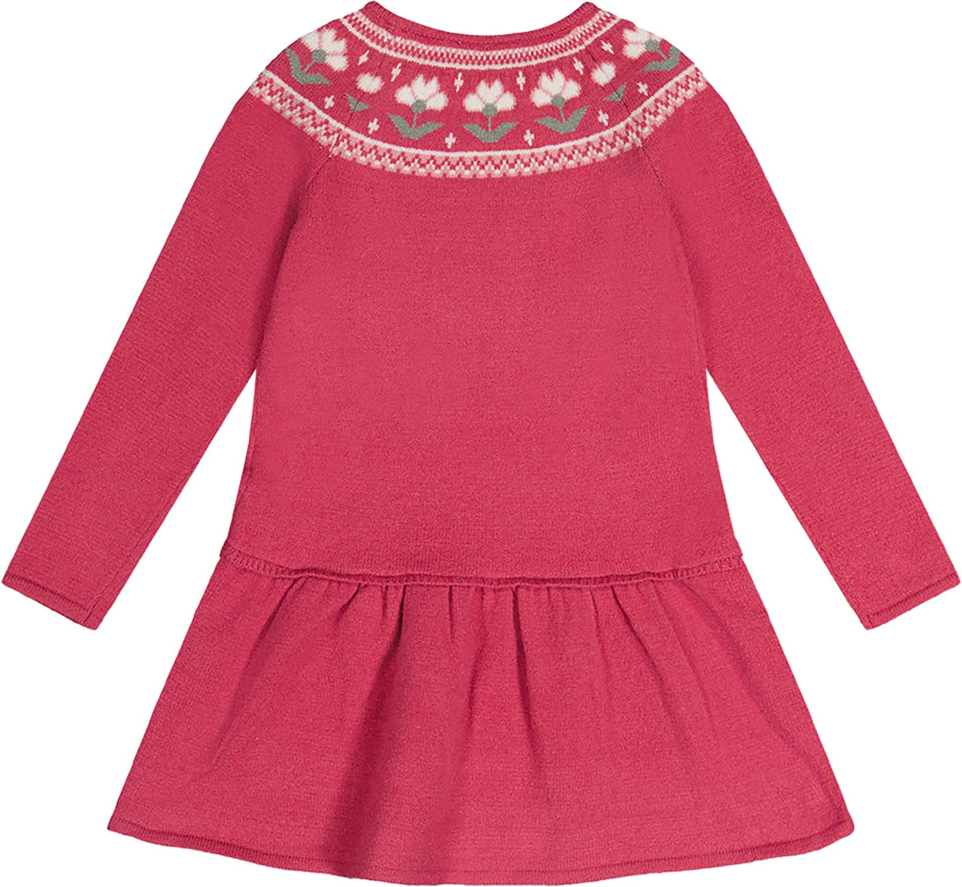 Product gallery image number 2 for product Knitted Dress With Flower Jacquard - Big Girls
