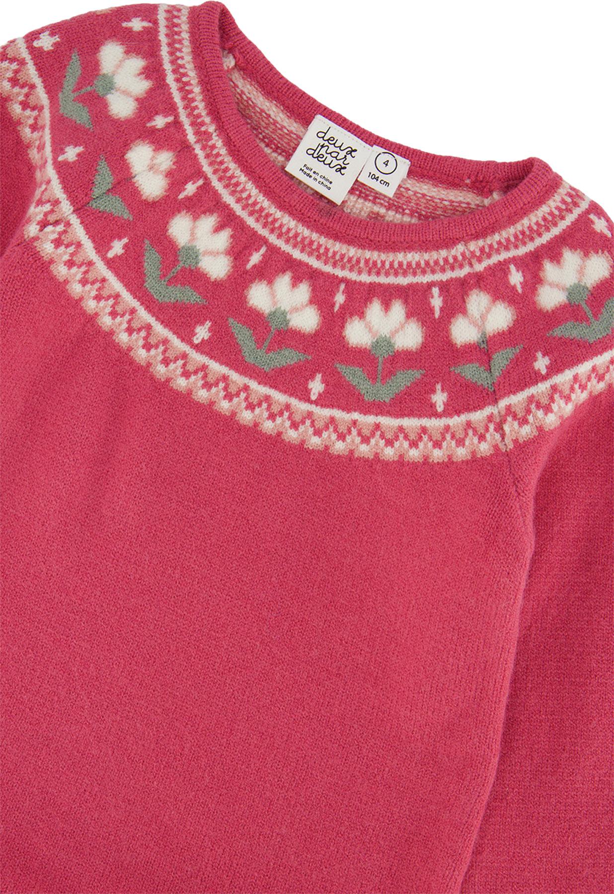 Product gallery image number 3 for product Knitted Dress With Flower Jacquard - Big Girls