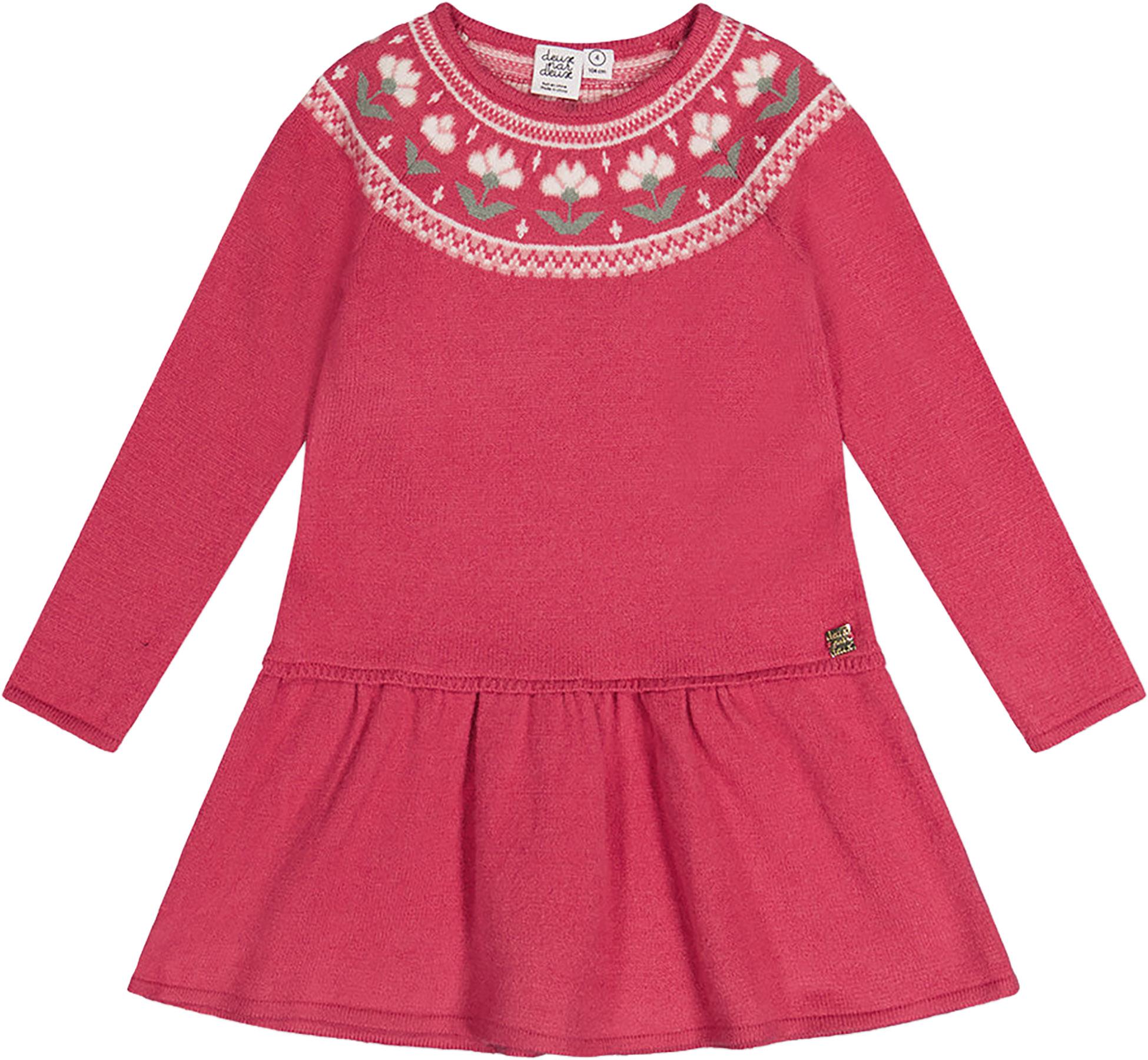 Product image for Knitted Dress With Flower Jacquard - Big Girls