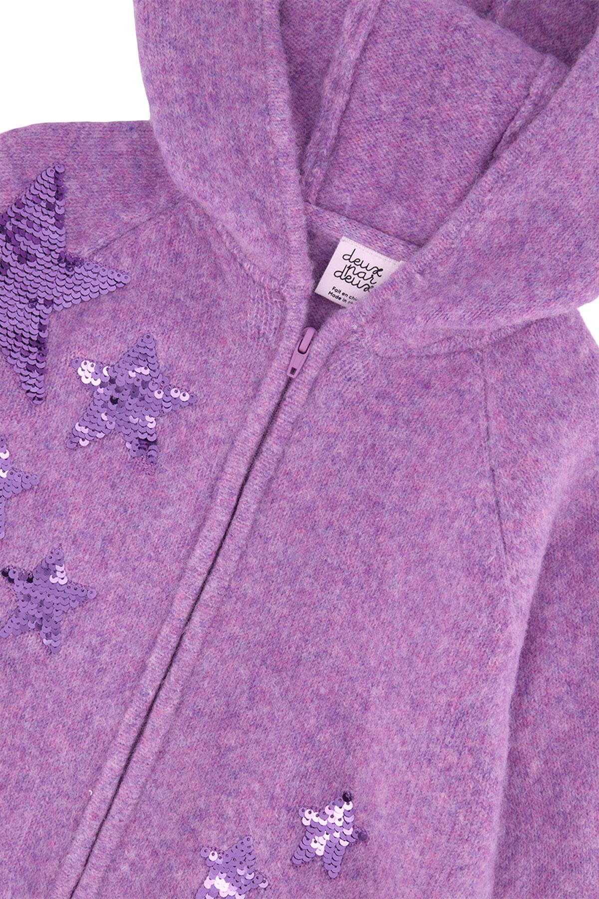 Numéro de l'image de la galerie de produits 2 pour le produit Cardigan en tricot à capuchon - Petite Fille