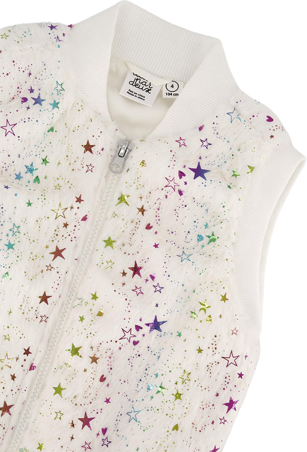 Numéro de l'image de la galerie de produits 3 pour le produit Veste sans manches zippée en fausse fourrure avec étoiles - Grande Fille