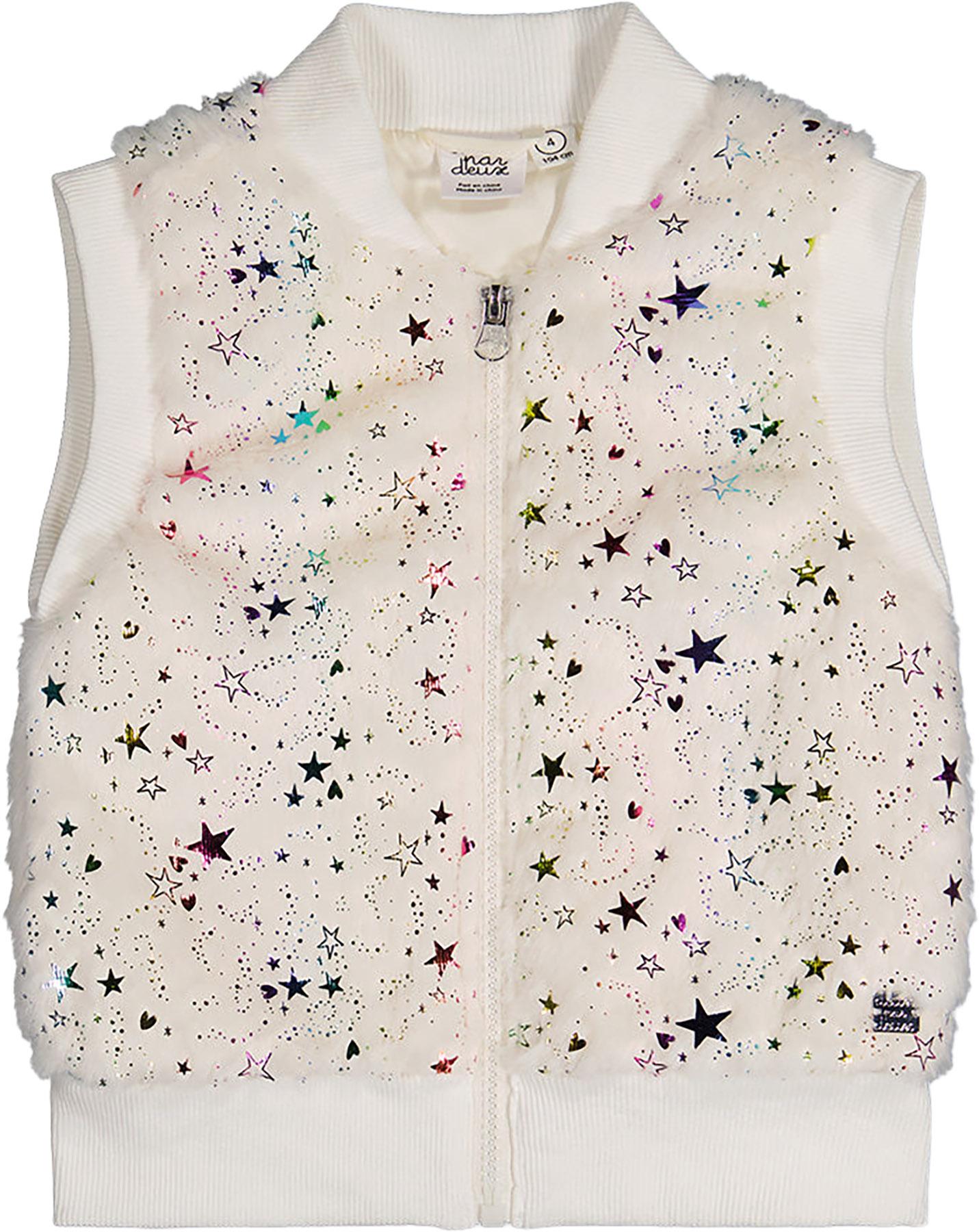 Image de produit pour Veste sans manches zippée en fausse fourrure avec étoiles - Grande Fille