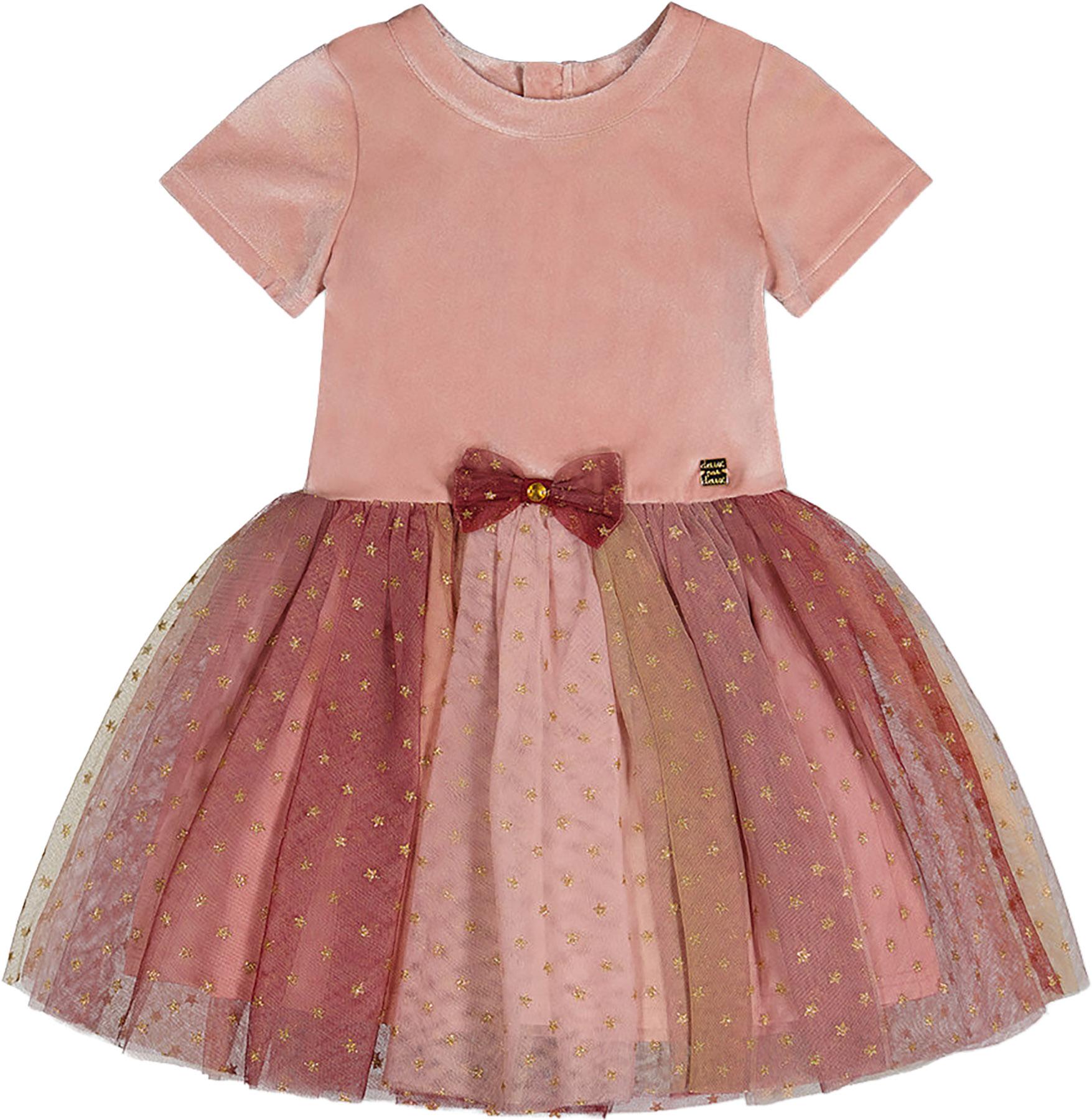 Product image for Bi-Material Dress With Gradient Print Skirt - Little Girls