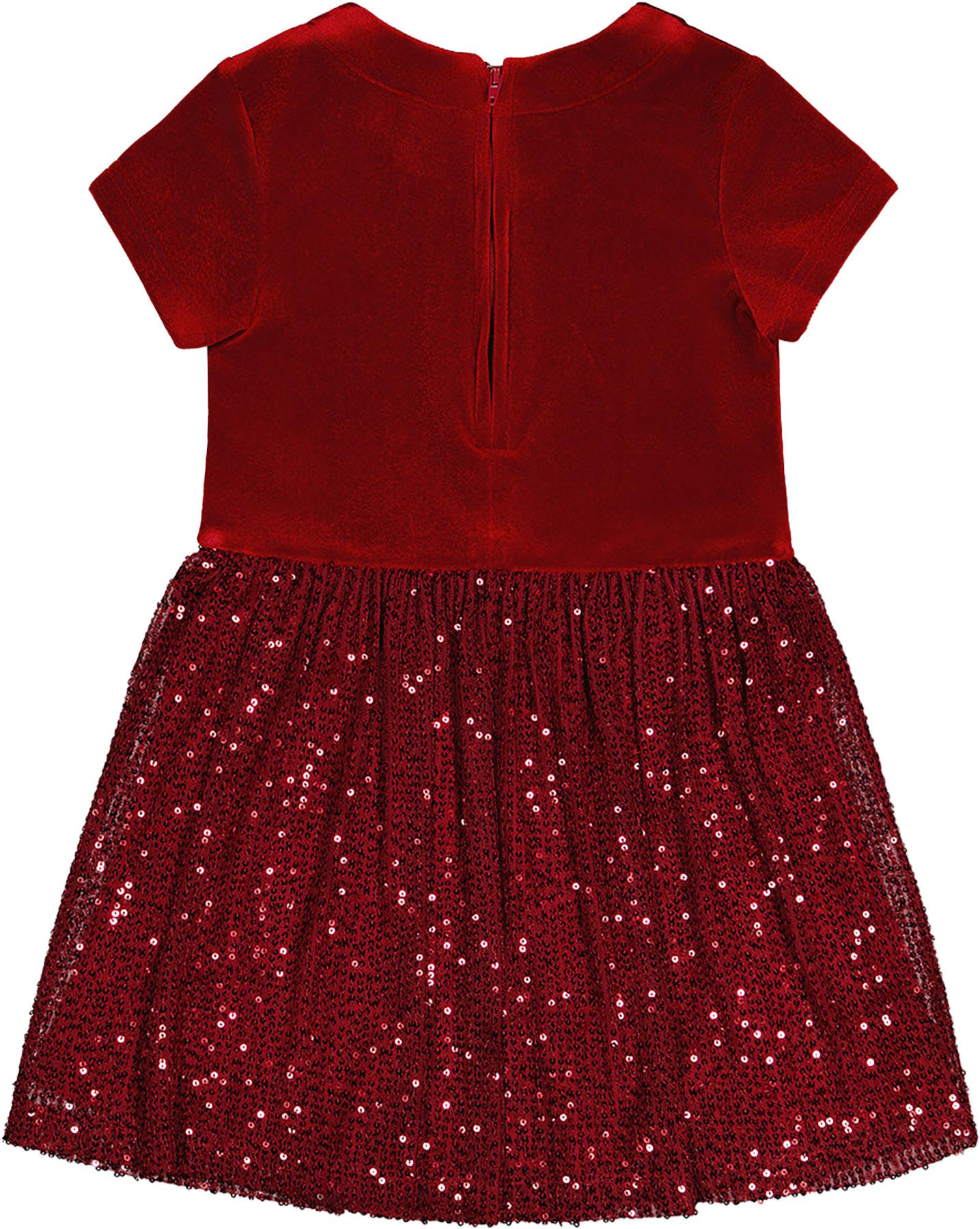 Product gallery image number 2 for product Bi-Material Short Sleeve Dress With Glittering Skirt - Big Girls