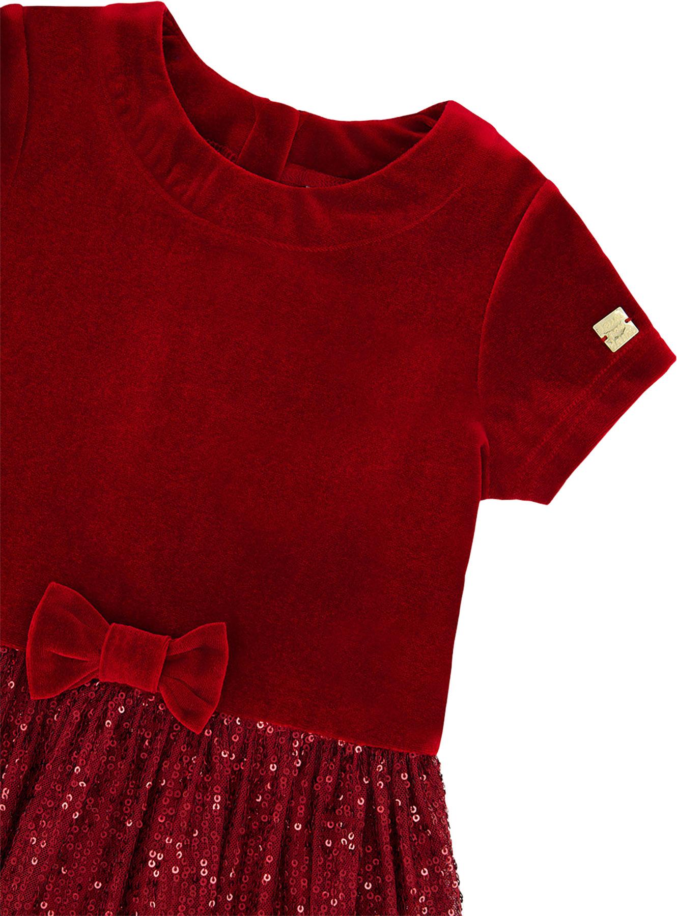 Product gallery image number 3 for product Bi-Material Short Sleeve Dress With Glittering Skirt - Big Girls