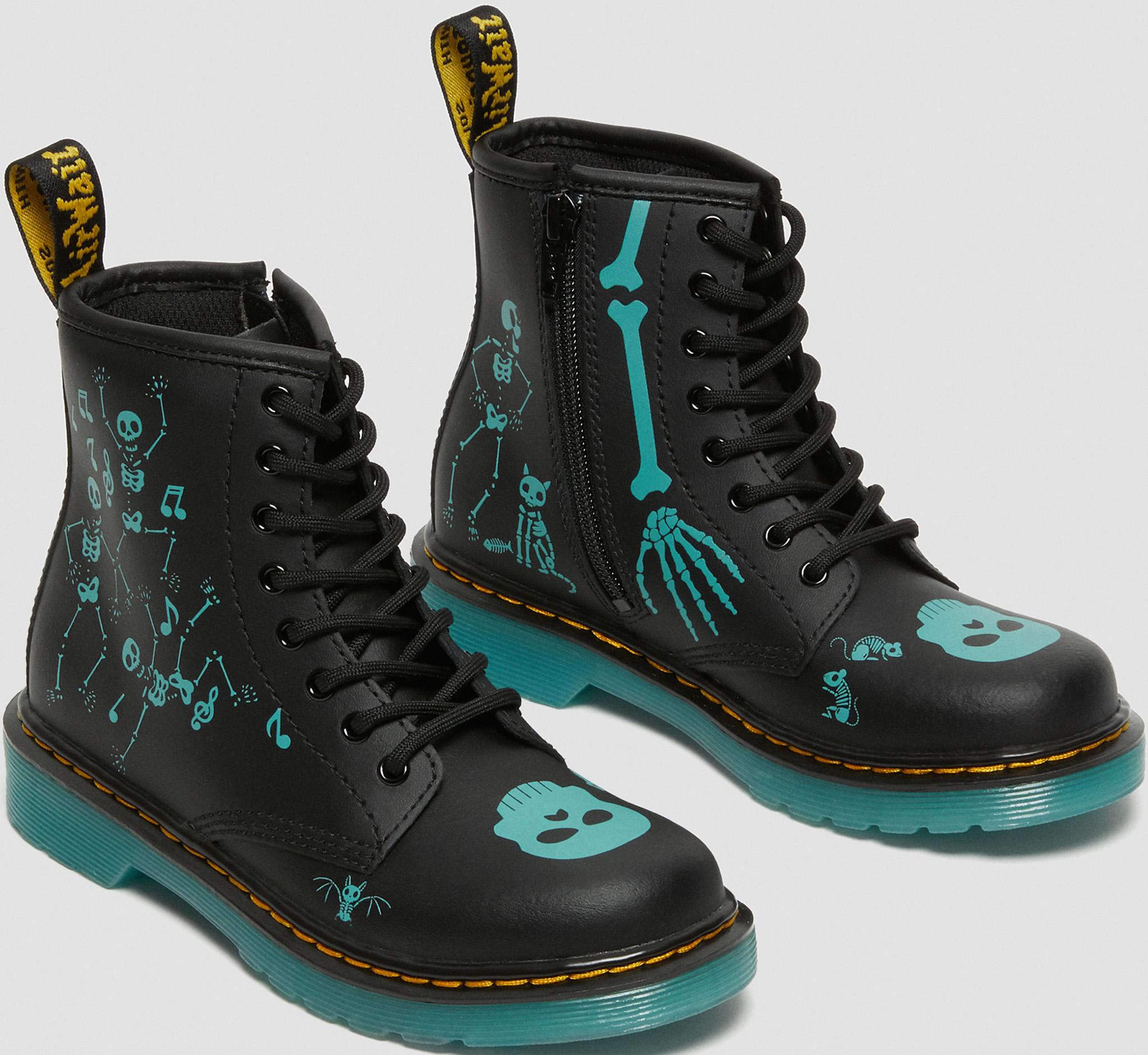 Product gallery image number 3 for product 1460 Glow-In-The-Dark Skeleton Print Boots - Little Kids