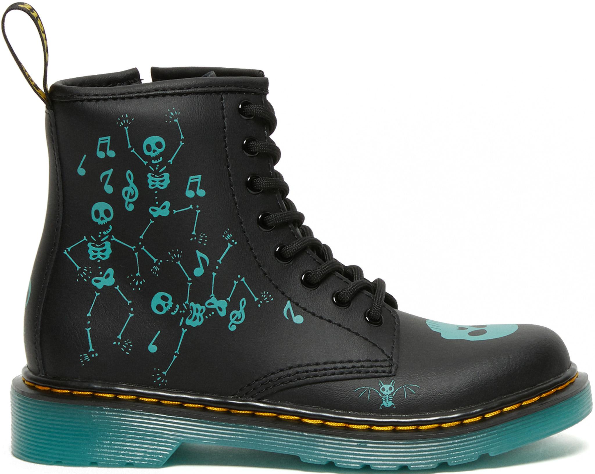 Product gallery image number 1 for product 1460 Glow-In-The-Dark Skeleton Print Boots - Little Kids