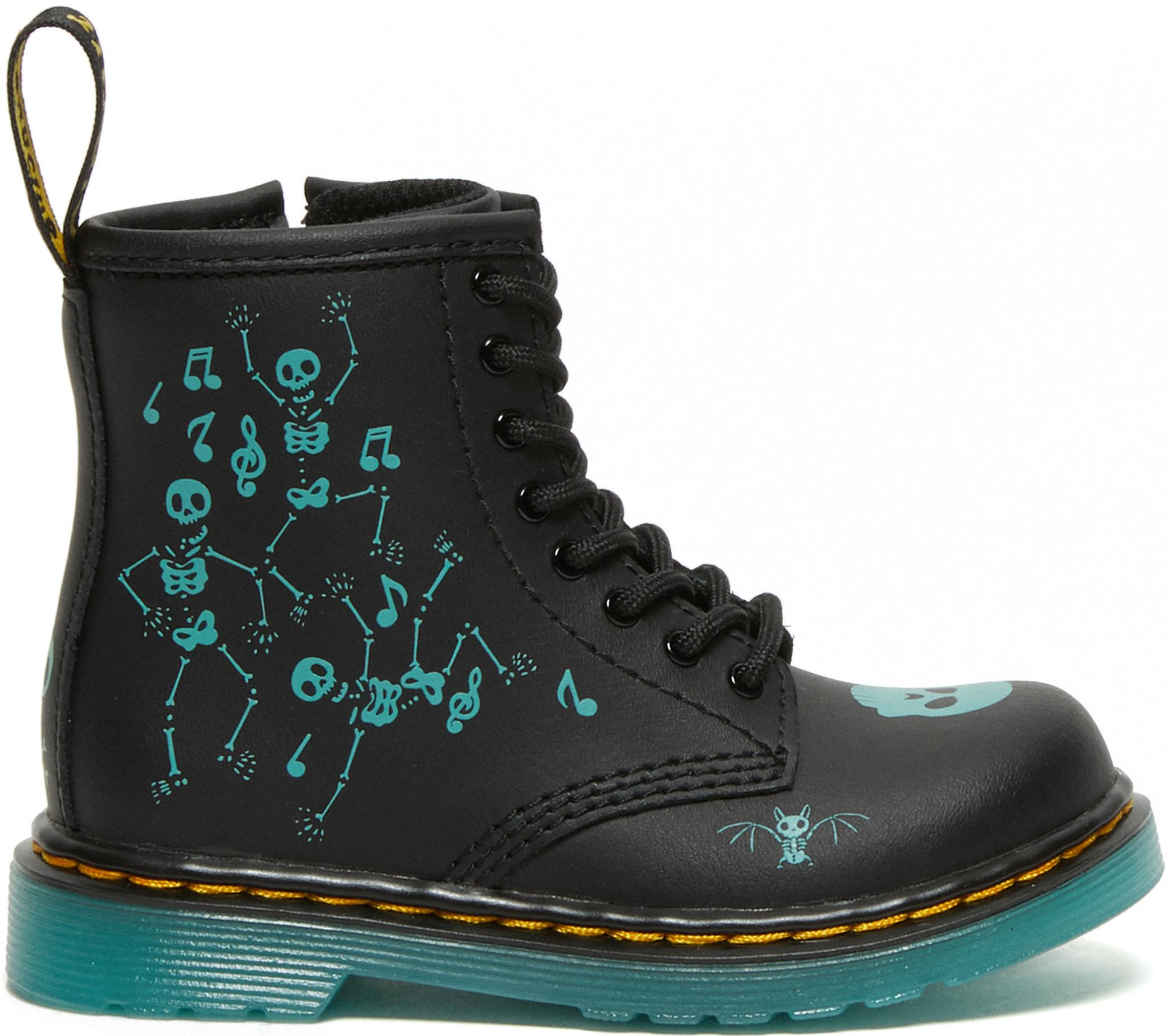 Product gallery image number 1 for product 1460 Glow-In-The-Dark Skeleton Print Boots - Toddlers