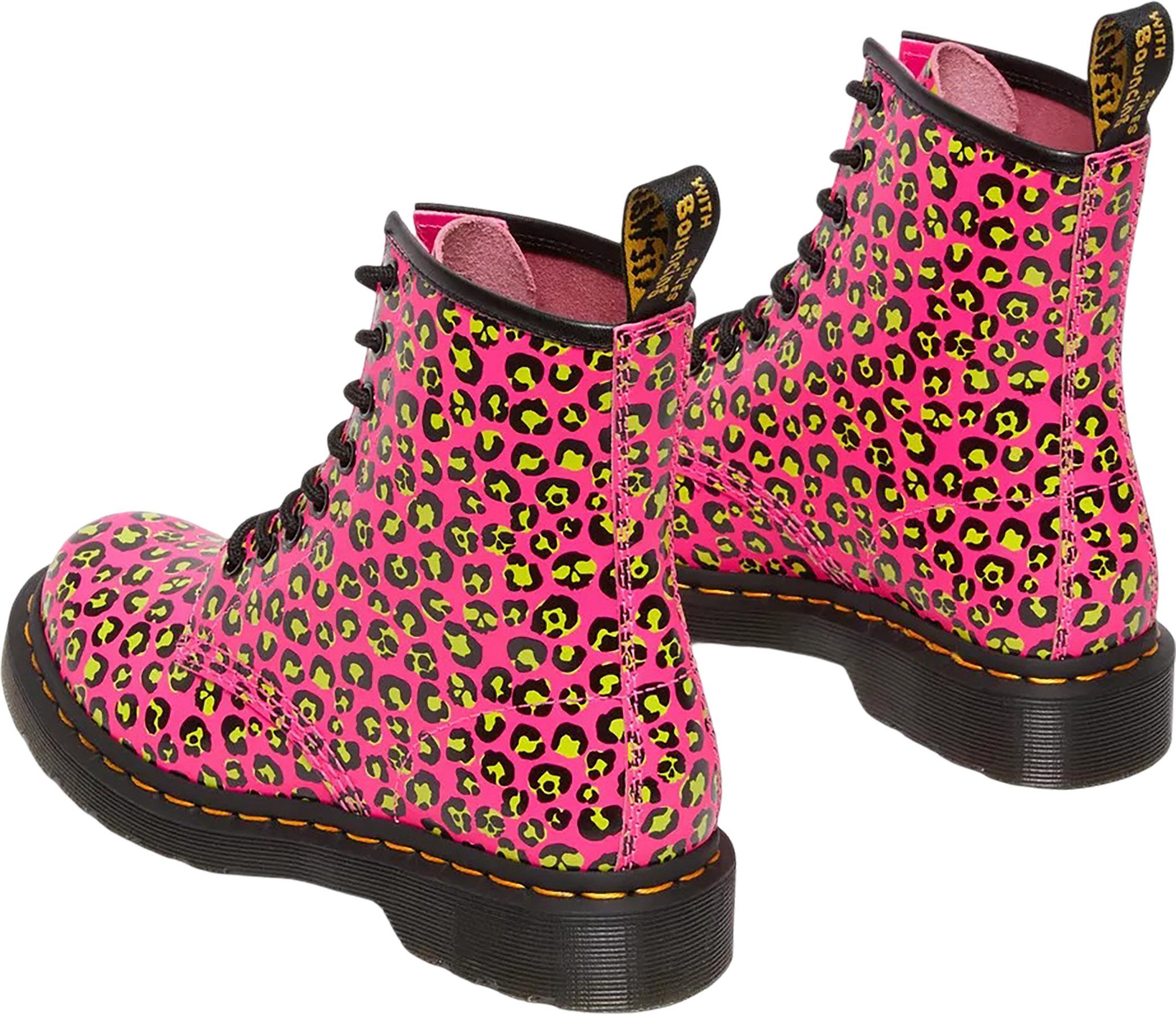 Product gallery image number 2 for product 1460 Leopard Print Smooth Leather Lace Up Boots - Women's 