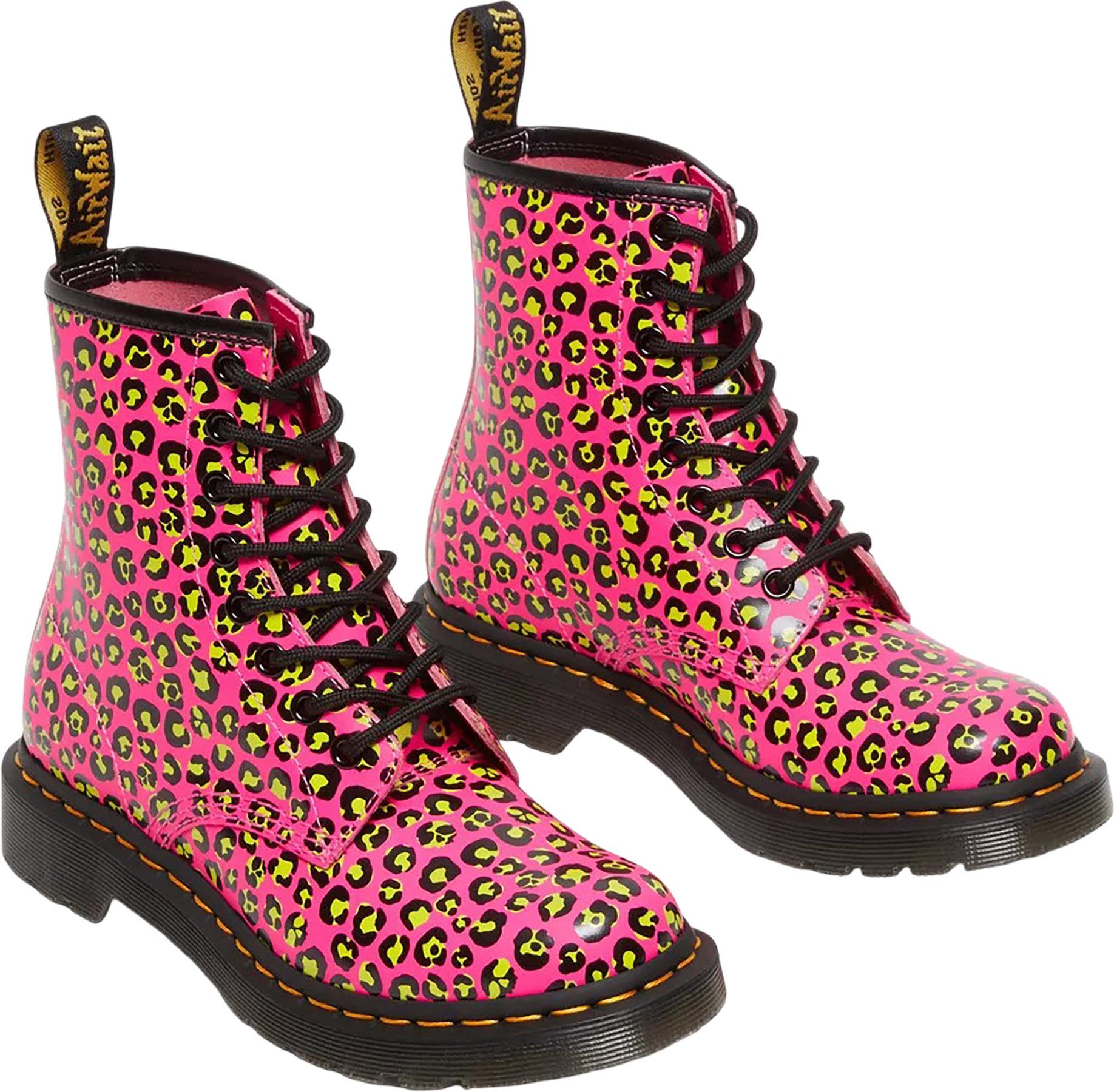 Product gallery image number 5 for product 1460 Leopard Print Smooth Leather Lace Up Boots - Women's 