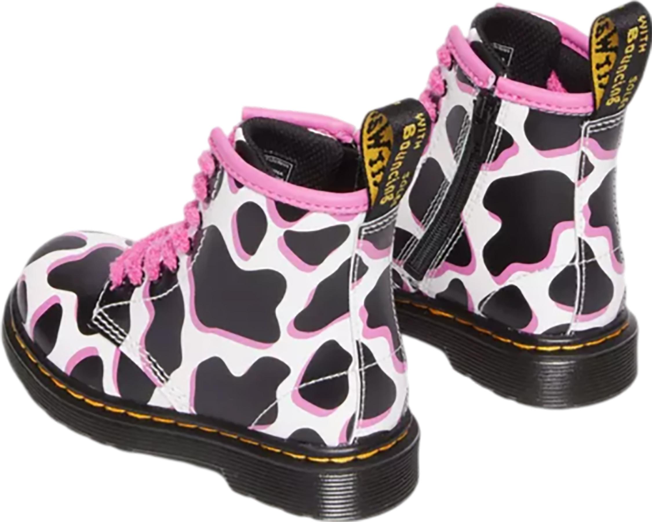 Product gallery image number 5 for product 1460 Cow Print Patent Leather Lace Up Boots - Toddler Girls