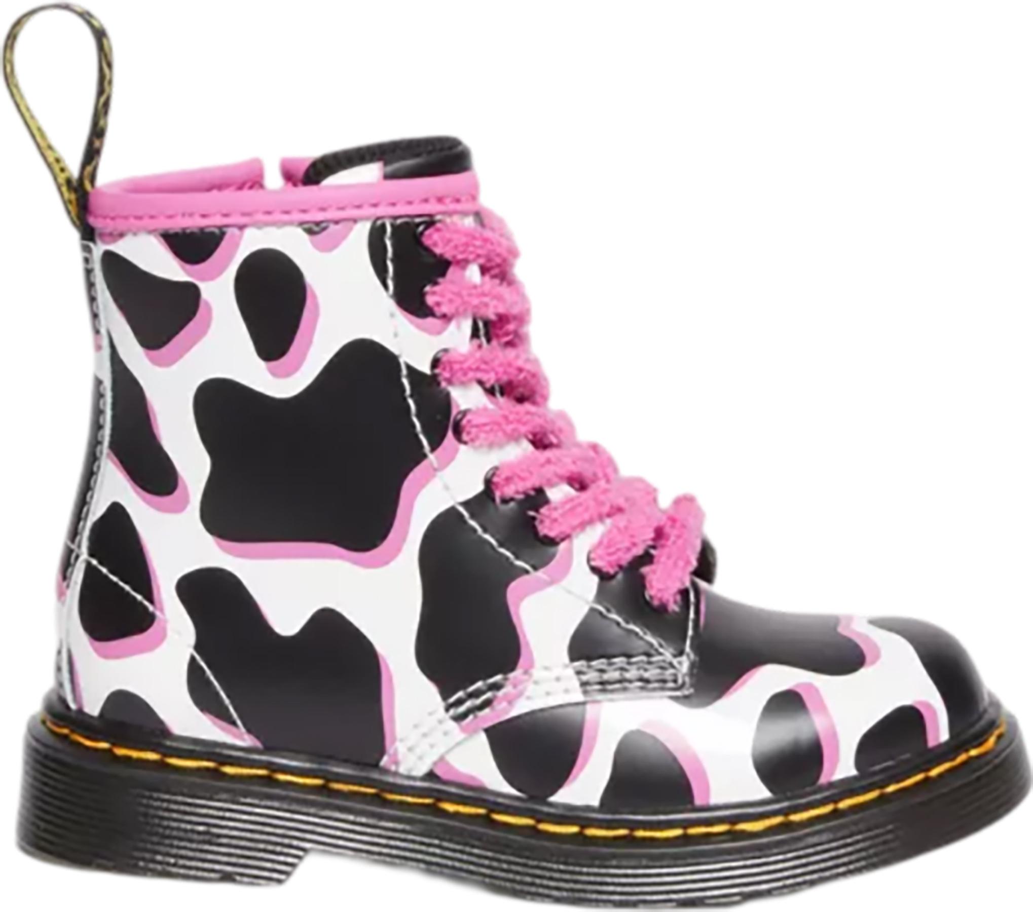 Product gallery image number 6 for product 1460 Cow Print Patent Leather Lace Up Boots - Toddler Girls
