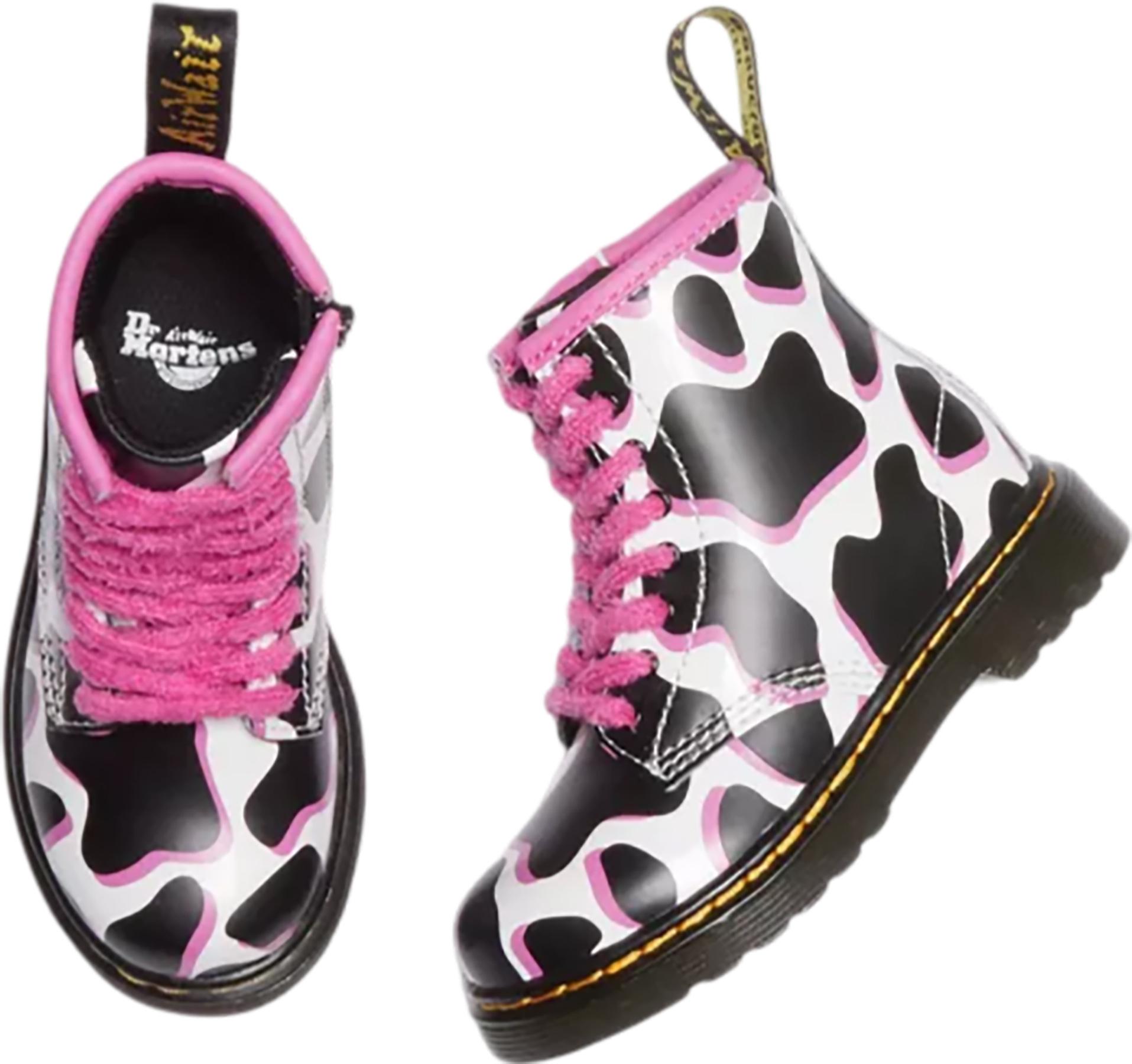 Product gallery image number 7 for product 1460 Cow Print Patent Leather Lace Up Boots - Toddler Girls