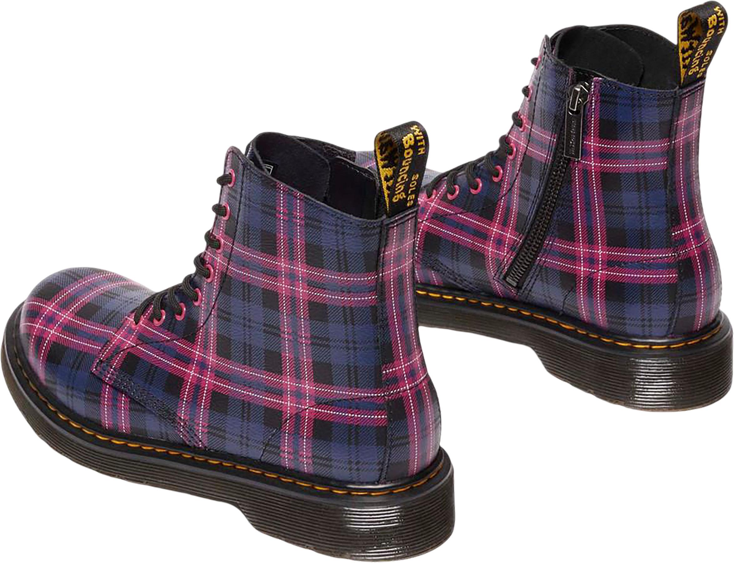 Product gallery image number 3 for product 1460 Pascal Junior Pink Tartan Lace Up Boots - Youth