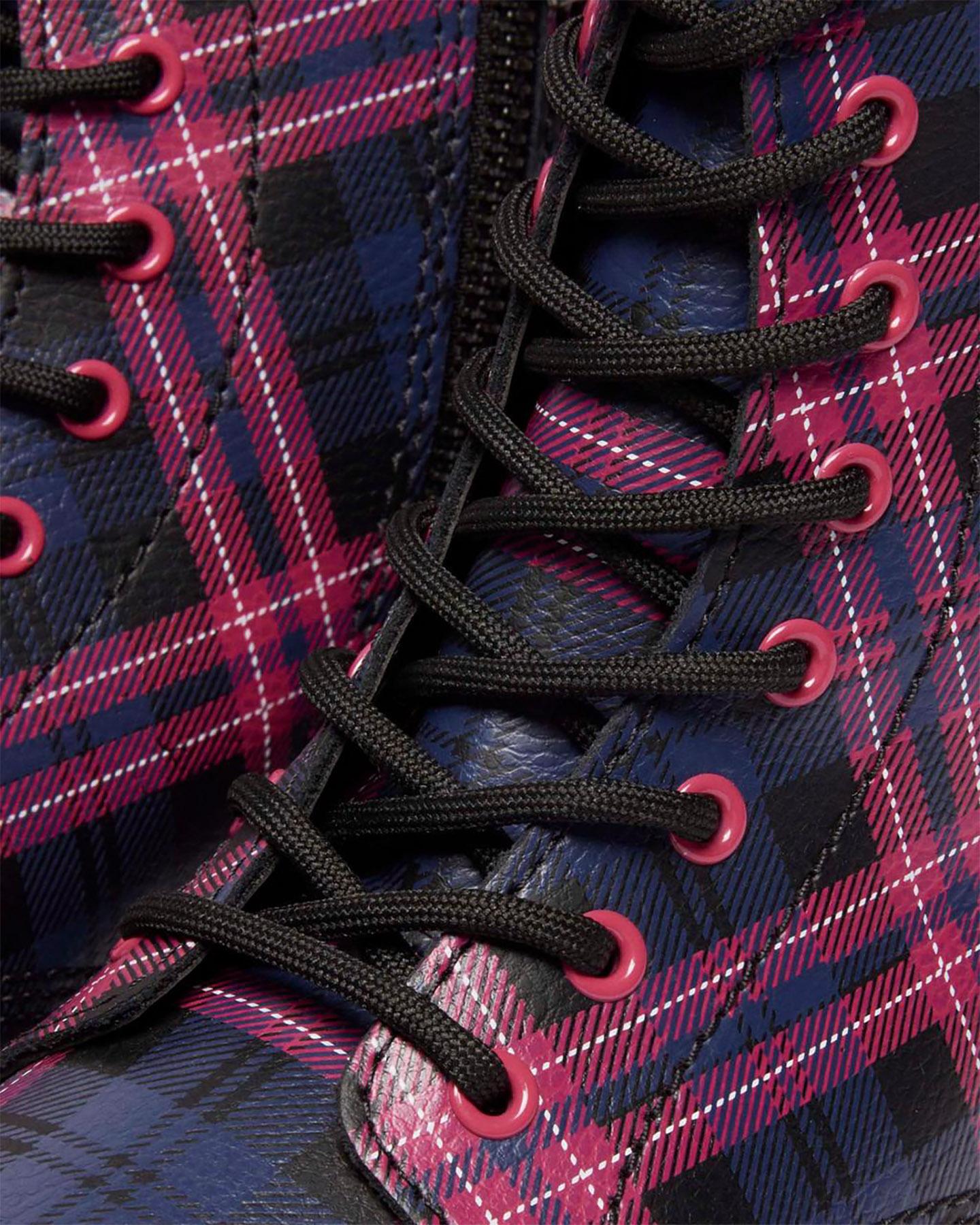Product gallery image number 4 for product 1460 Pascal Junior Pink Tartan Lace Up Boots - Youth