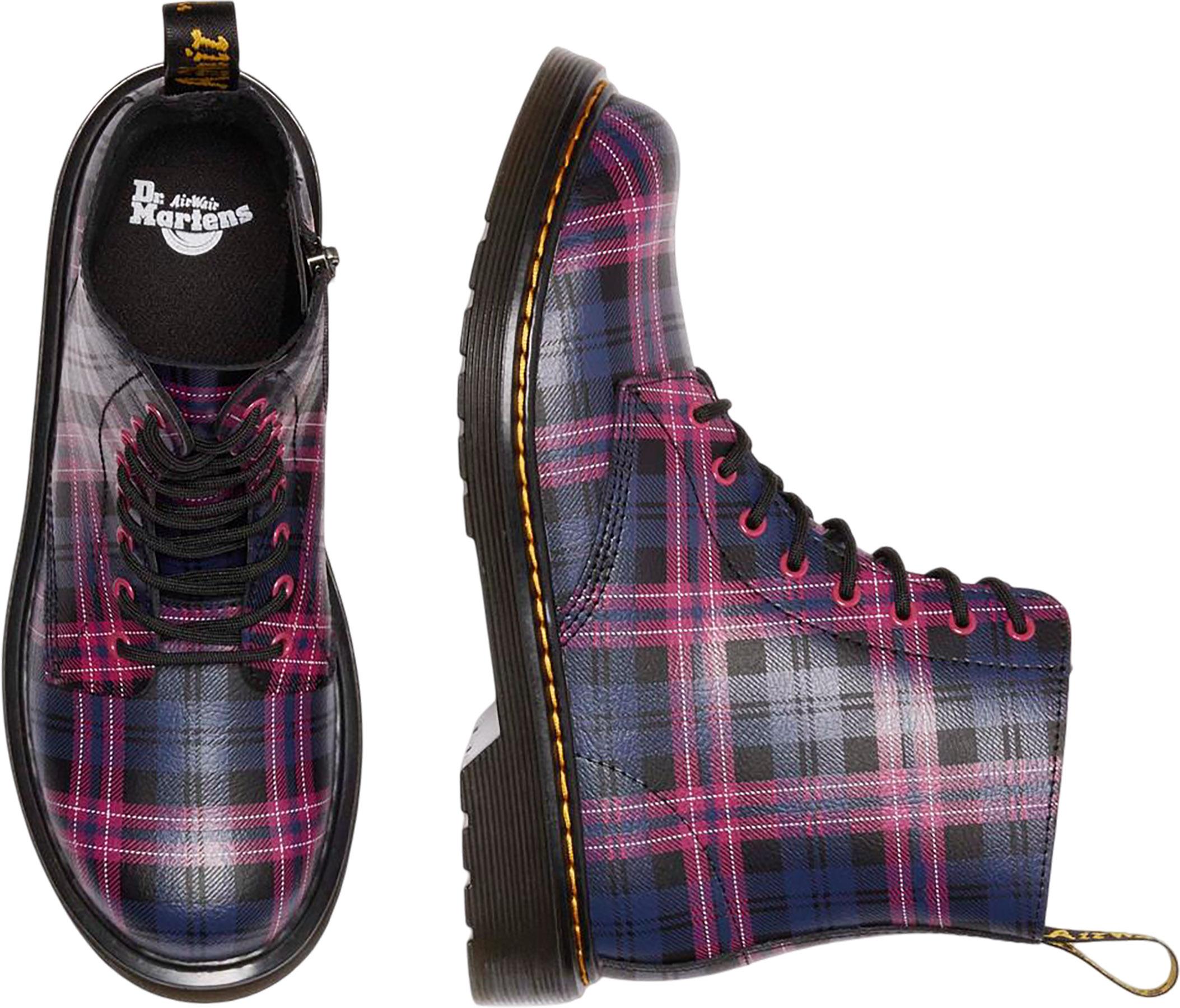 Product gallery image number 7 for product 1460 Pascal Junior Pink Tartan Lace Up Boots - Youth