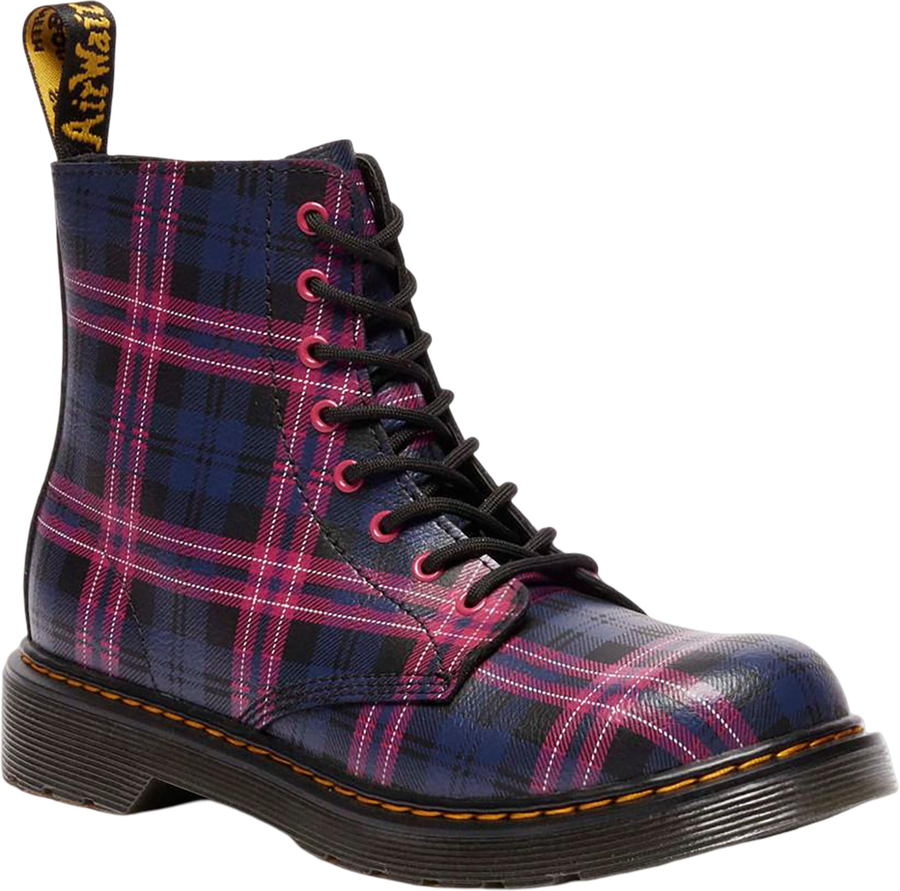 Product gallery image number 2 for product 1460 Pascal Junior Pink Tartan Lace Up Boots - Youth