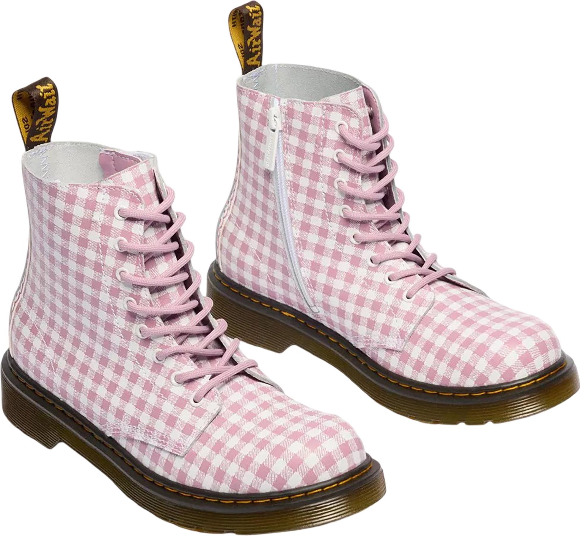 Product gallery image number 3 for product 1460 Pascal Junior Pink Tartan Lace Up Boots - Youth