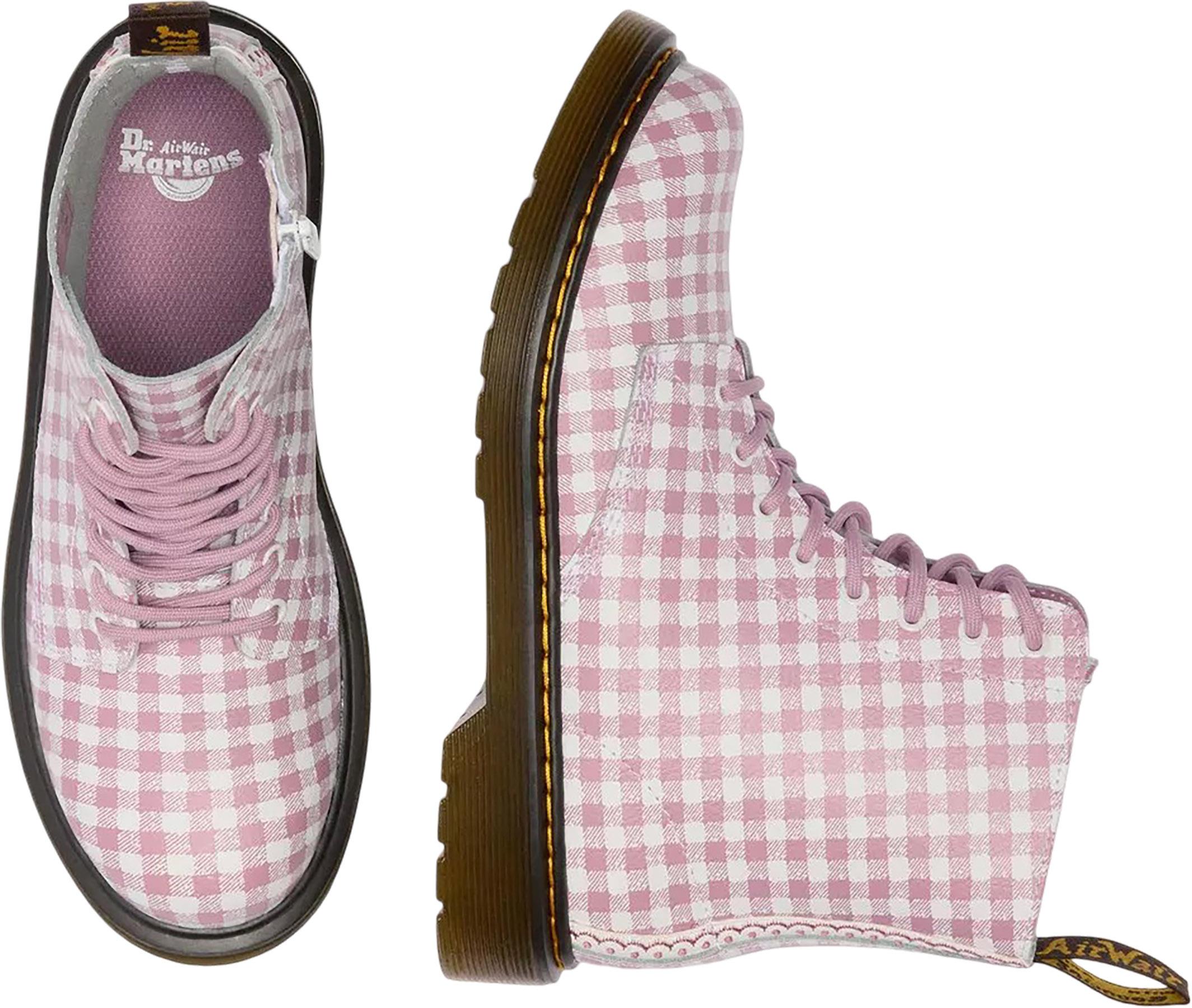 Product gallery image number 2 for product 1460 Pascal Junior Pink Tartan Lace Up Boots - Youth