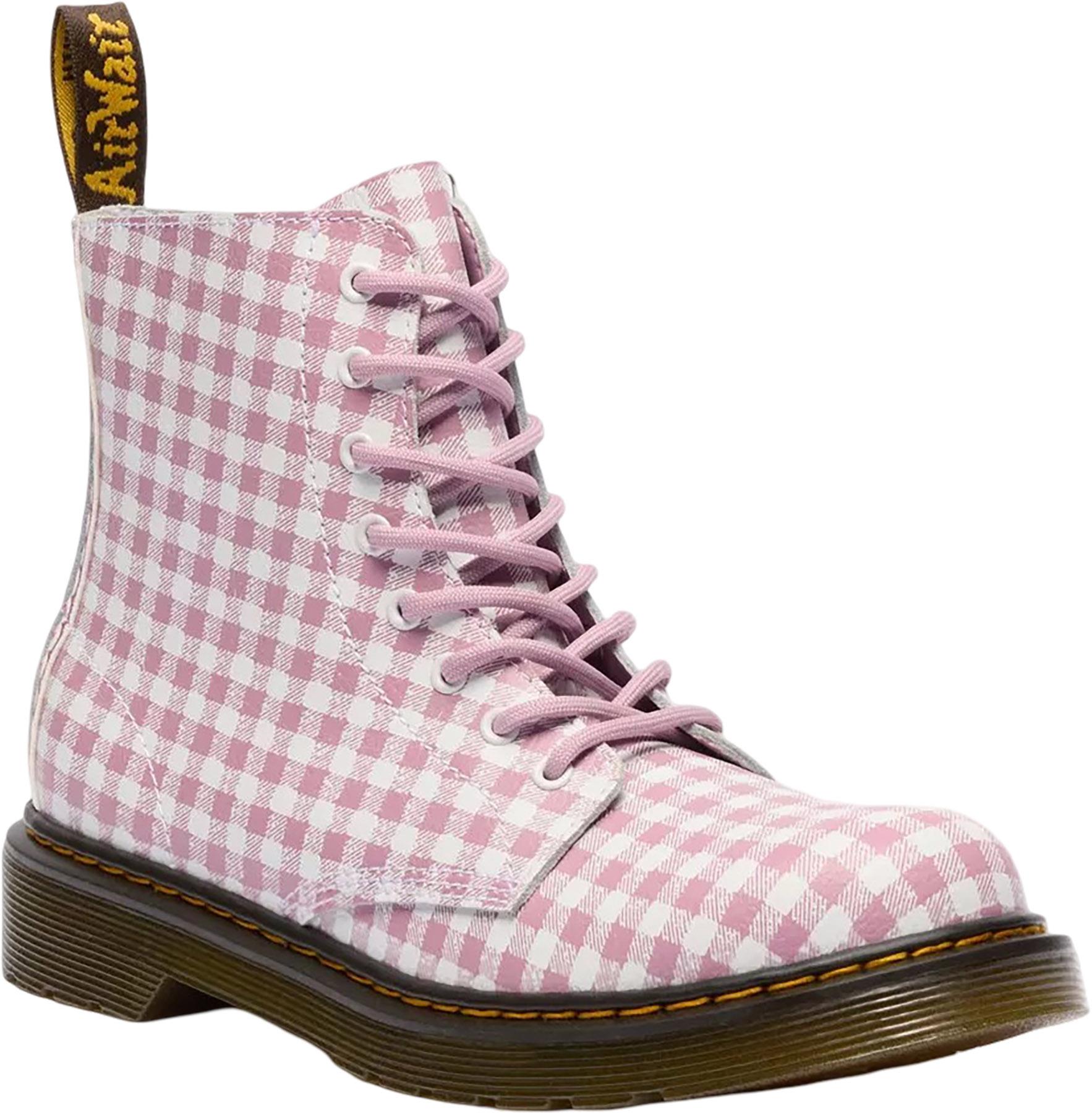 Product image for 1460 Pascal Junior Pink Tartan Lace Up Boots - Youth