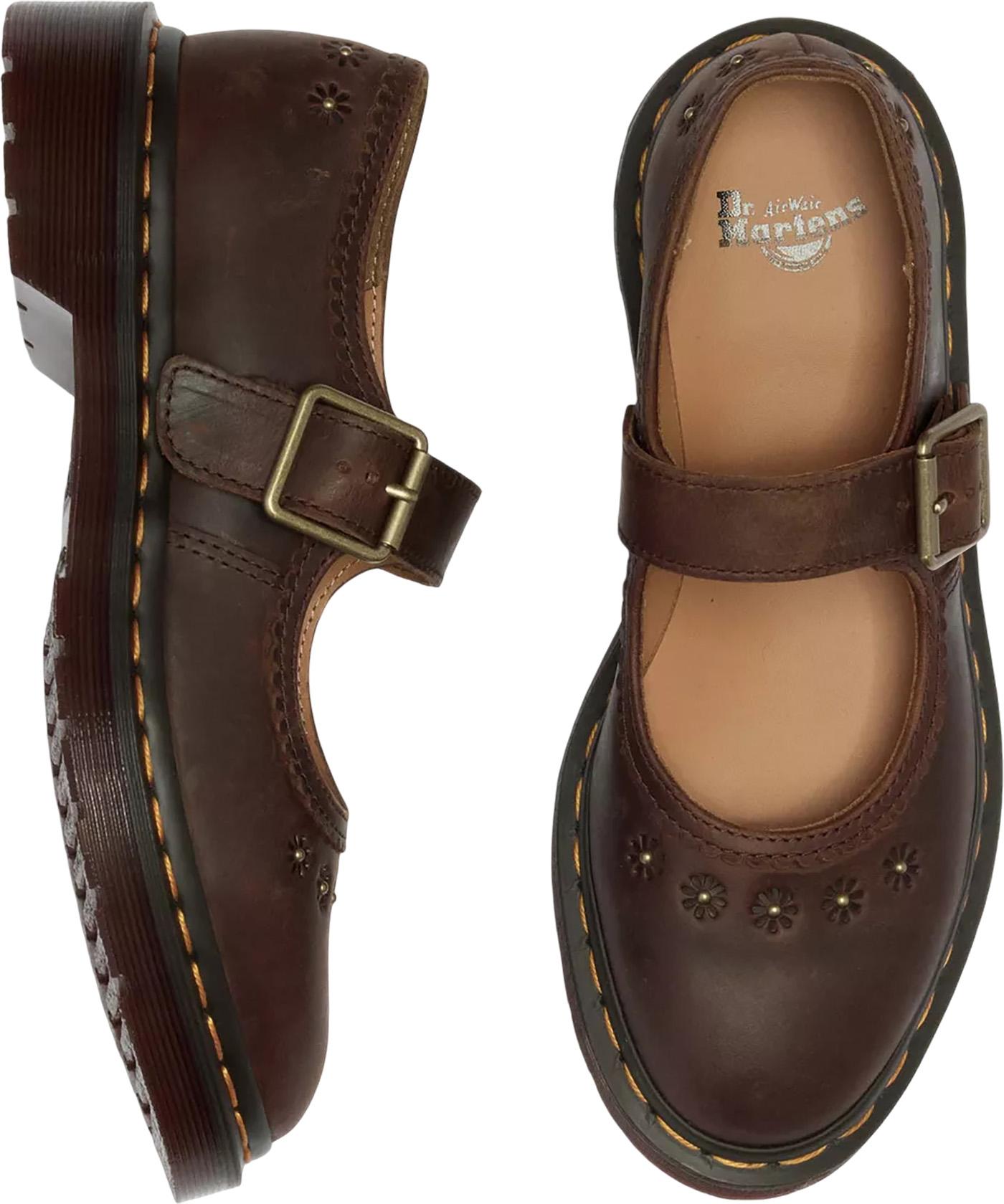 Product gallery image number 4 for product Mary Jane Flower Crazy Horse Leather Shoes - Women's