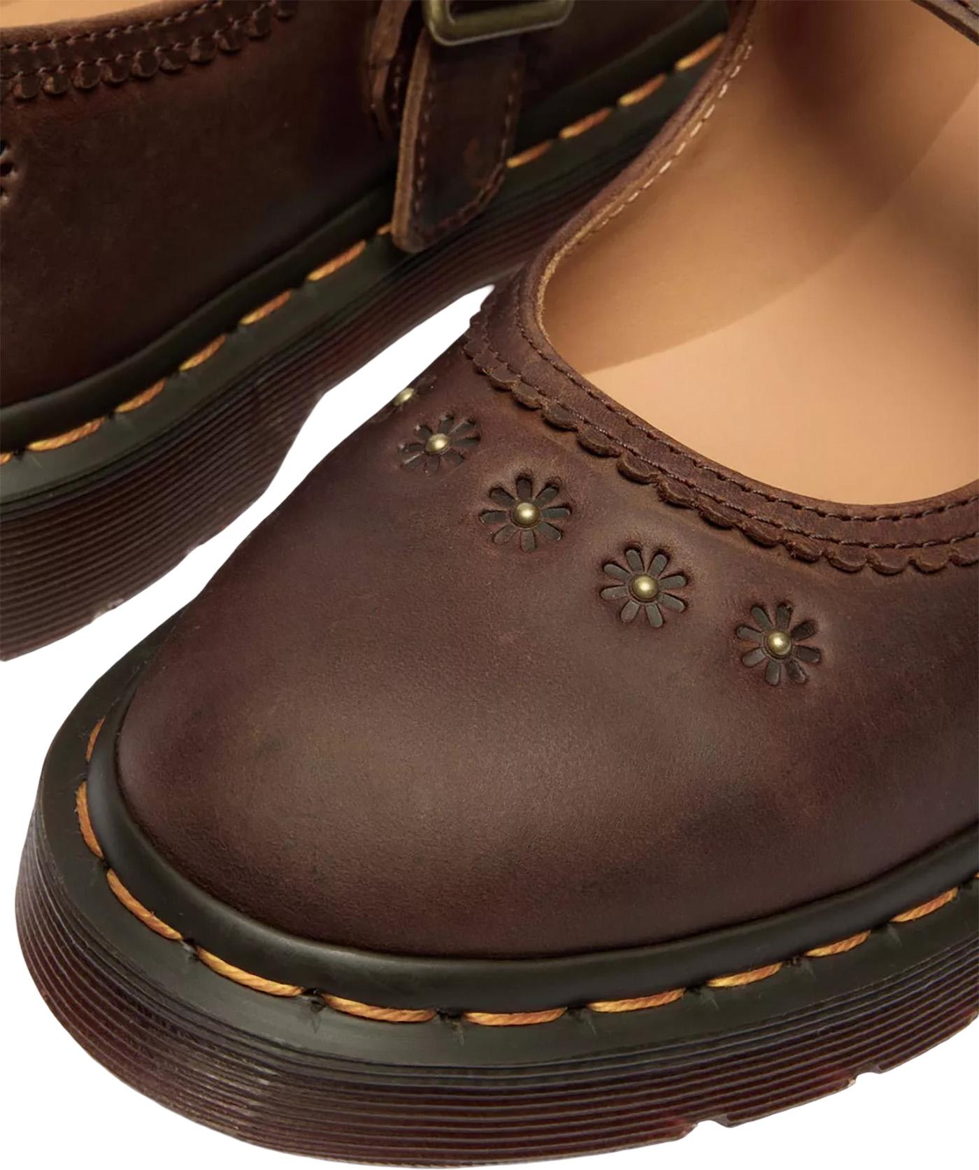 Product gallery image number 6 for product Mary Jane Flower Crazy Horse Leather Shoes - Women's