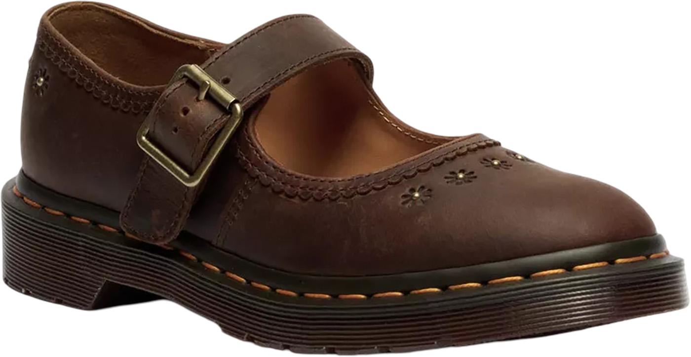 Product gallery image number 7 for product Mary Jane Flower Crazy Horse Leather Shoes - Women's