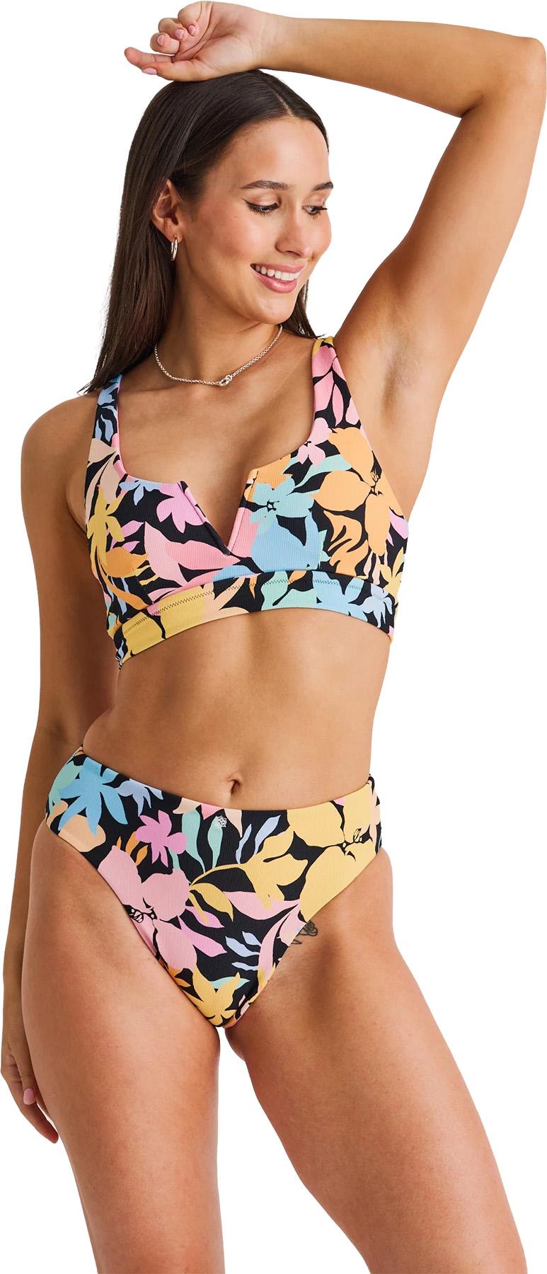 Image de produit pour Bas de bikini taille haute recyclé rétro Aqua Bloom - Femme