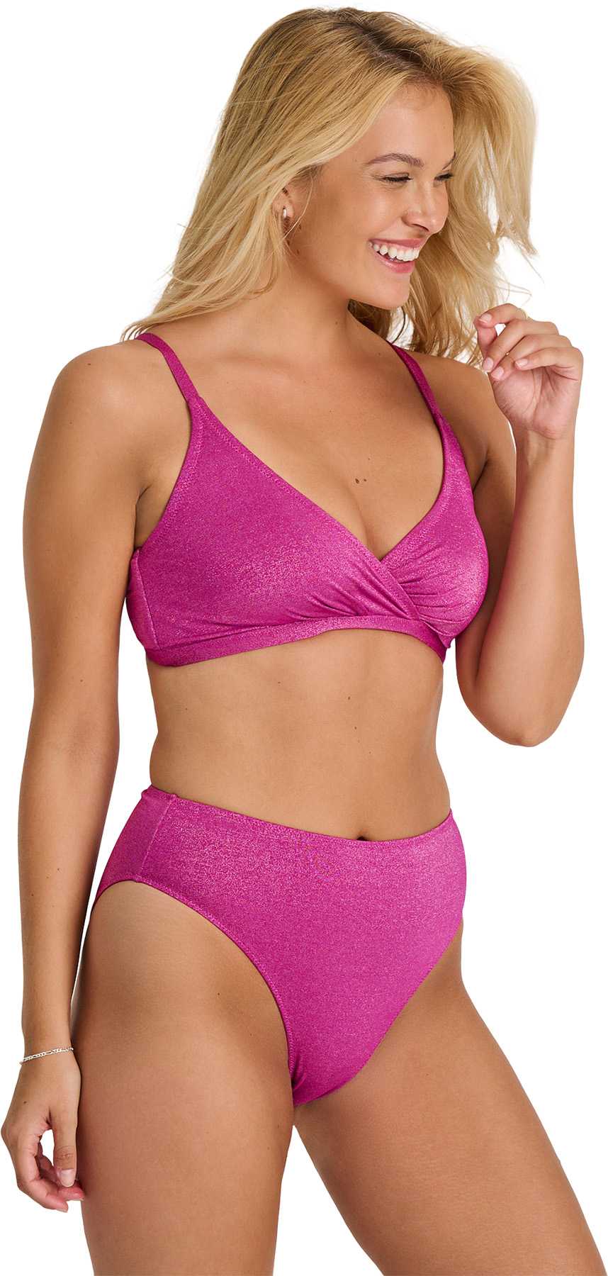 Image de produit pour Bas de bikini taille haute scintillant - Femme